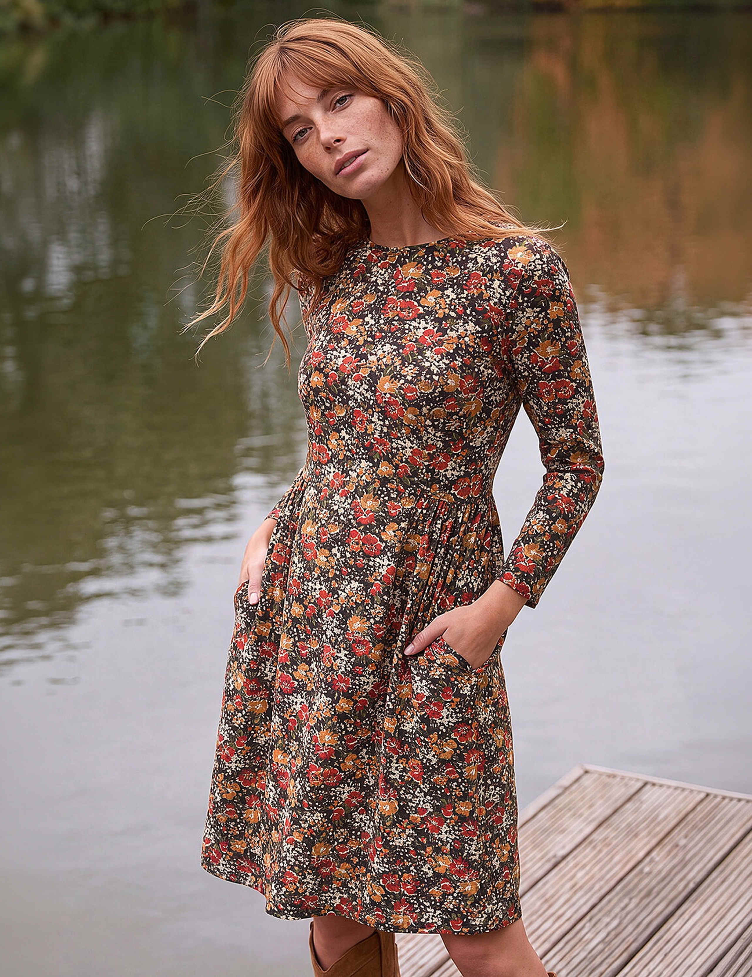 Floral Side Ruched Dress