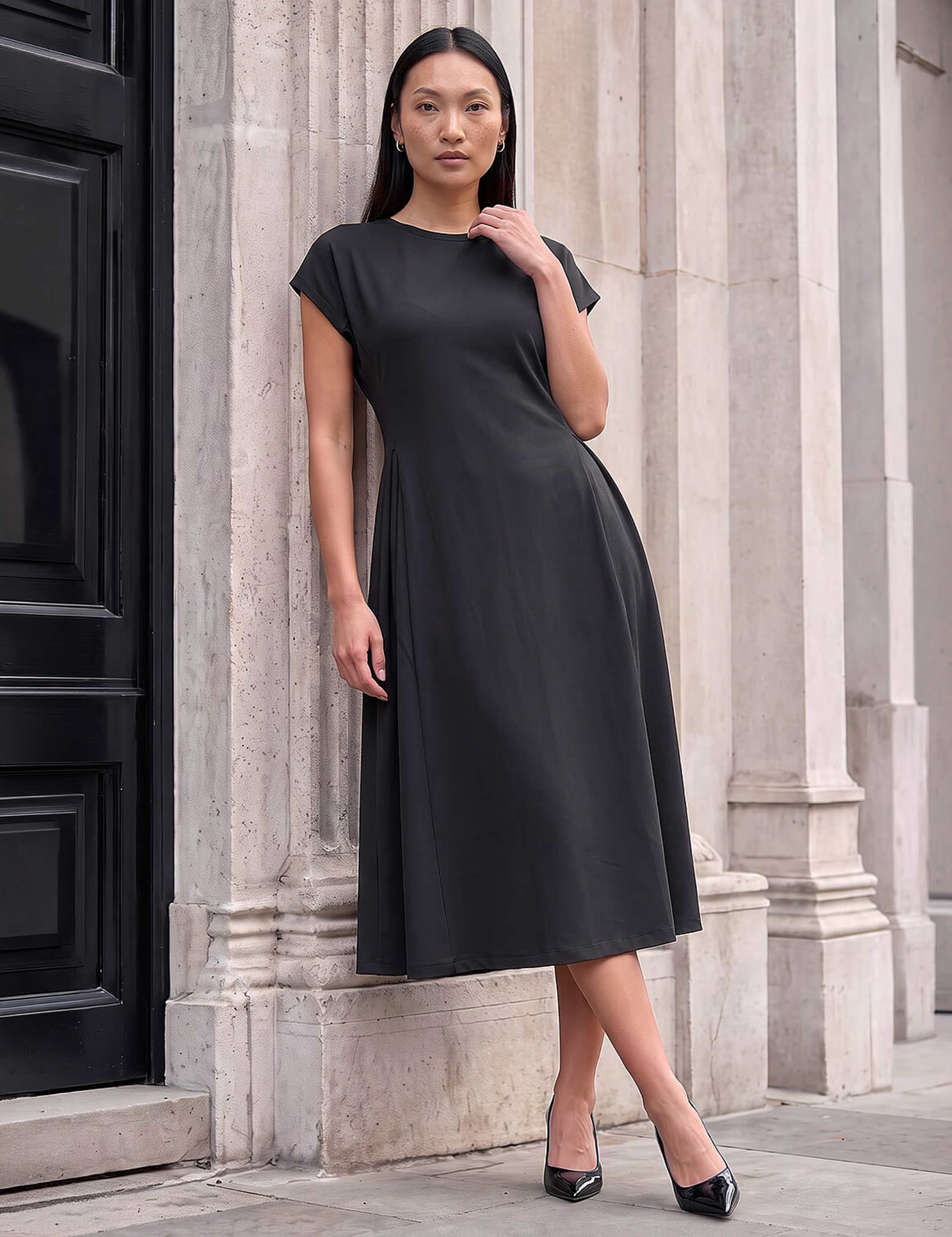 Side Pleat Detail Dress
