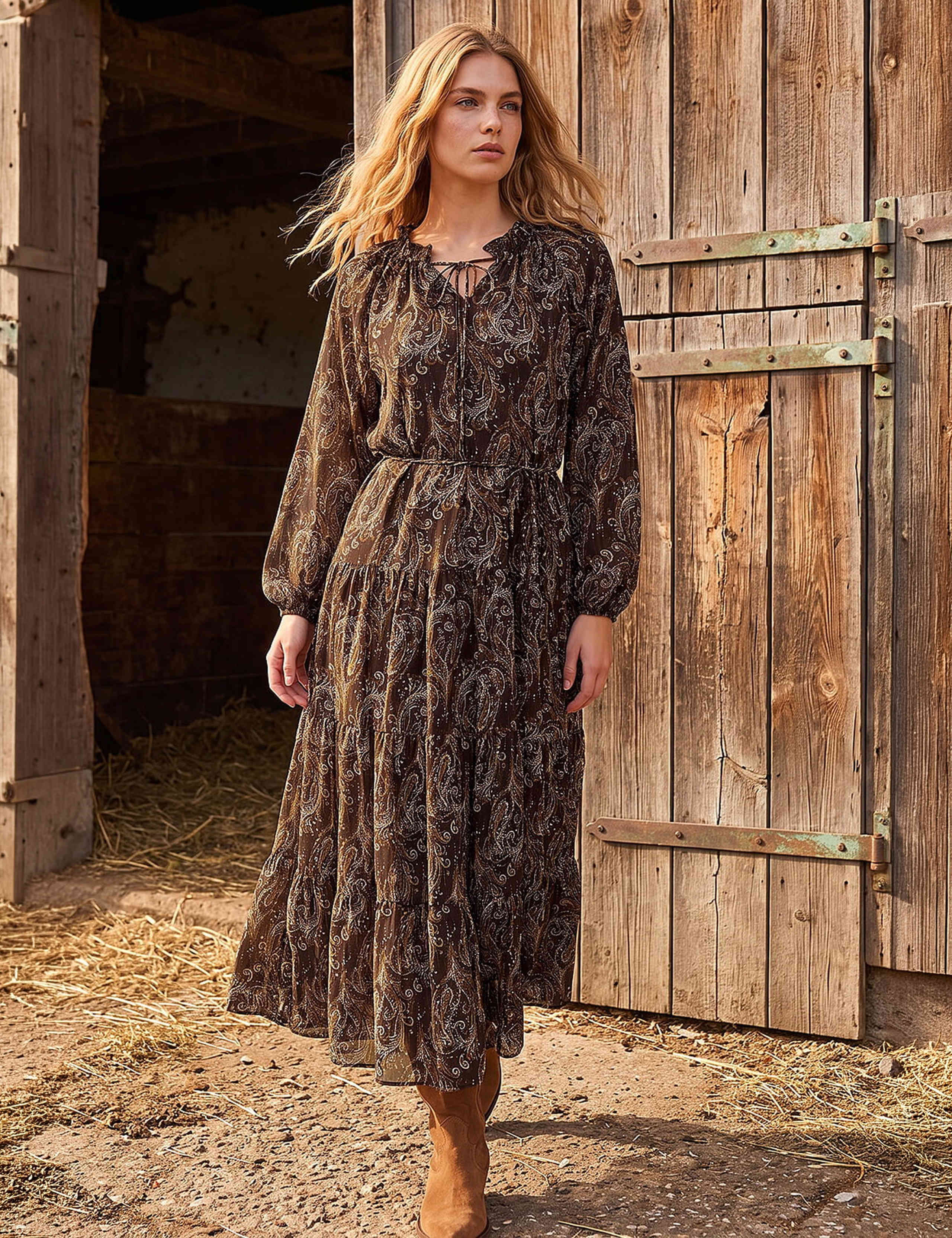 Paisley Keyhole Midi Dress