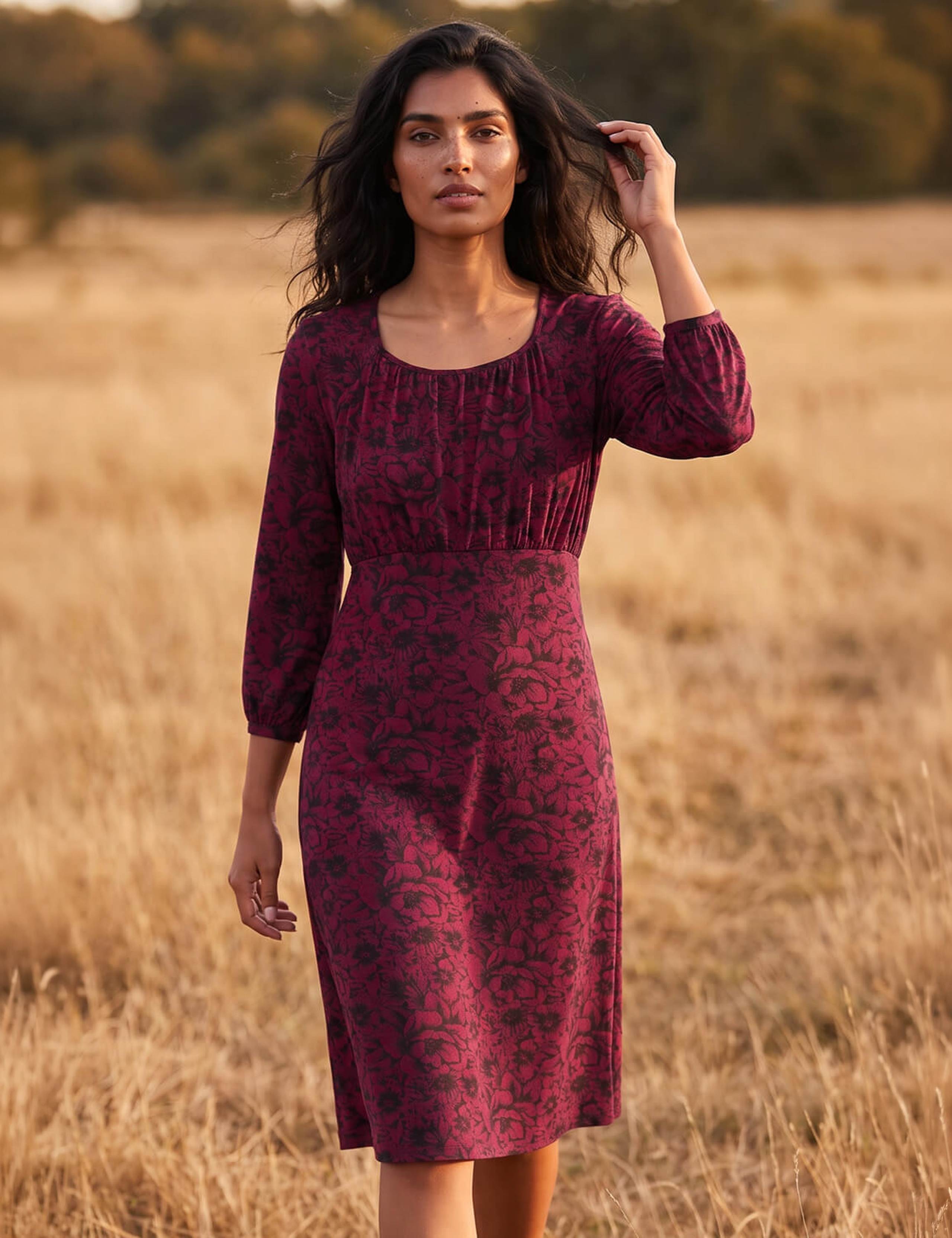Square Neck Floral Dress