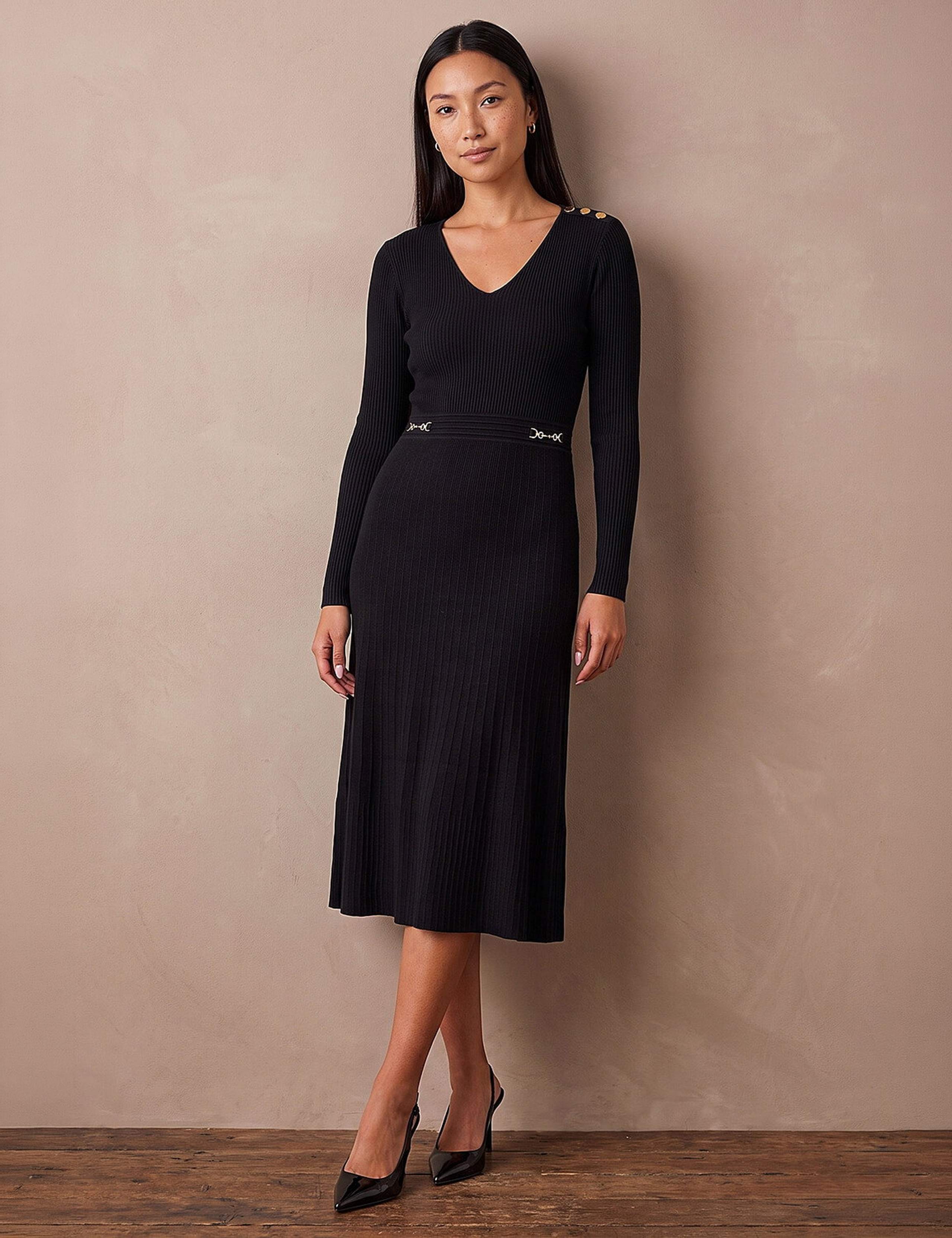 V Neck Trim Detail Dress