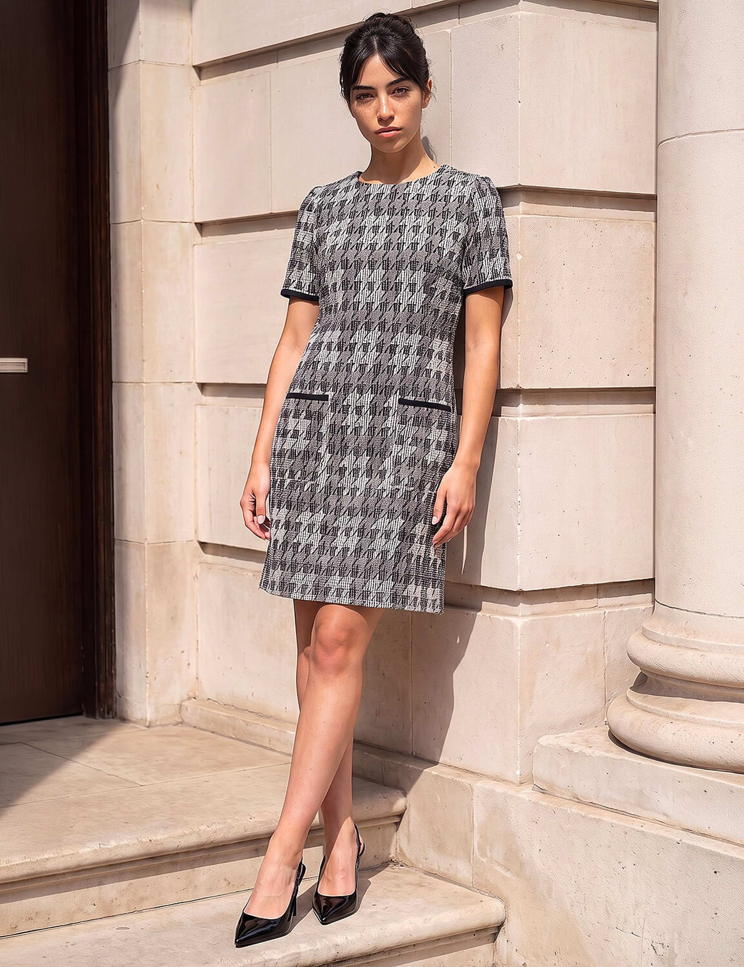 Petite Houndstooth Shift Dress