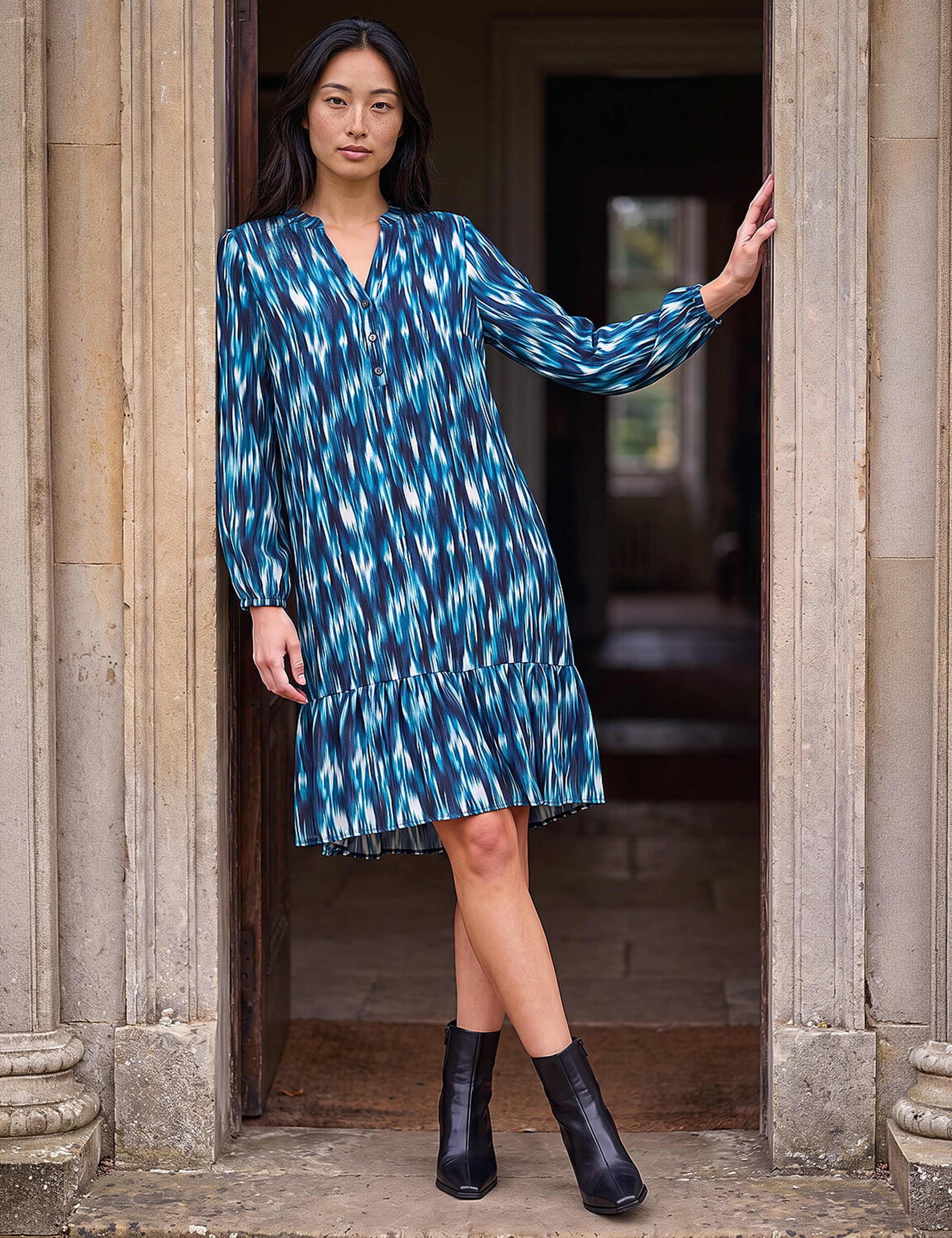 Petite Ikat Print Tiered Dress