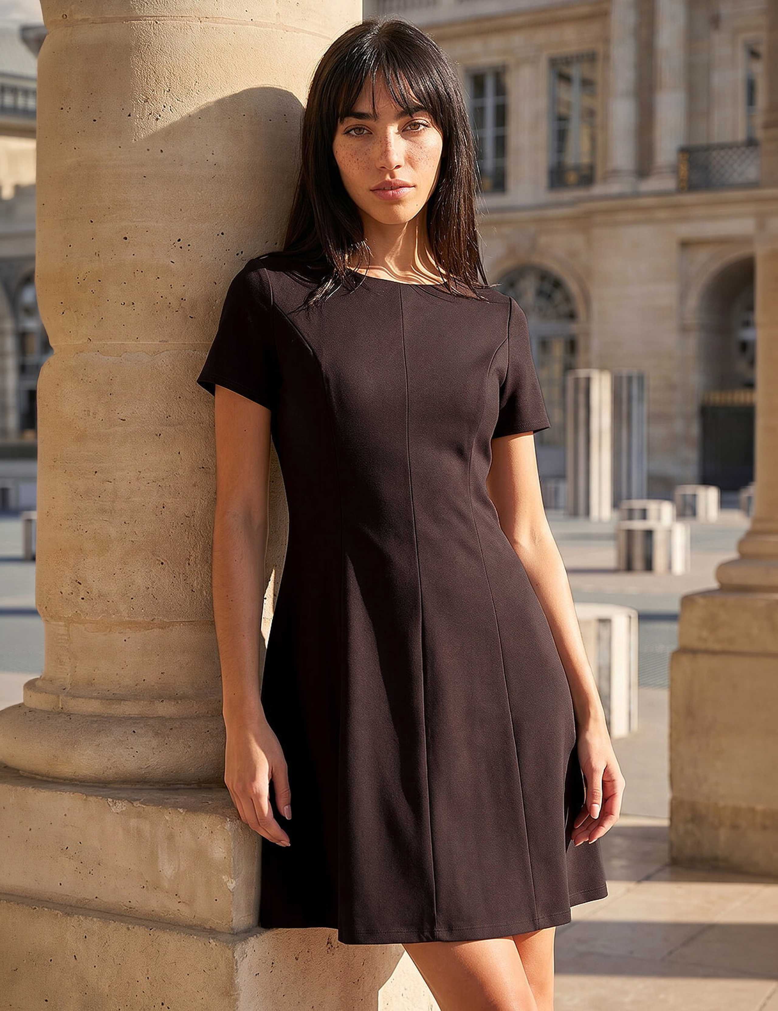 Petite Ponte Knee Length Dress