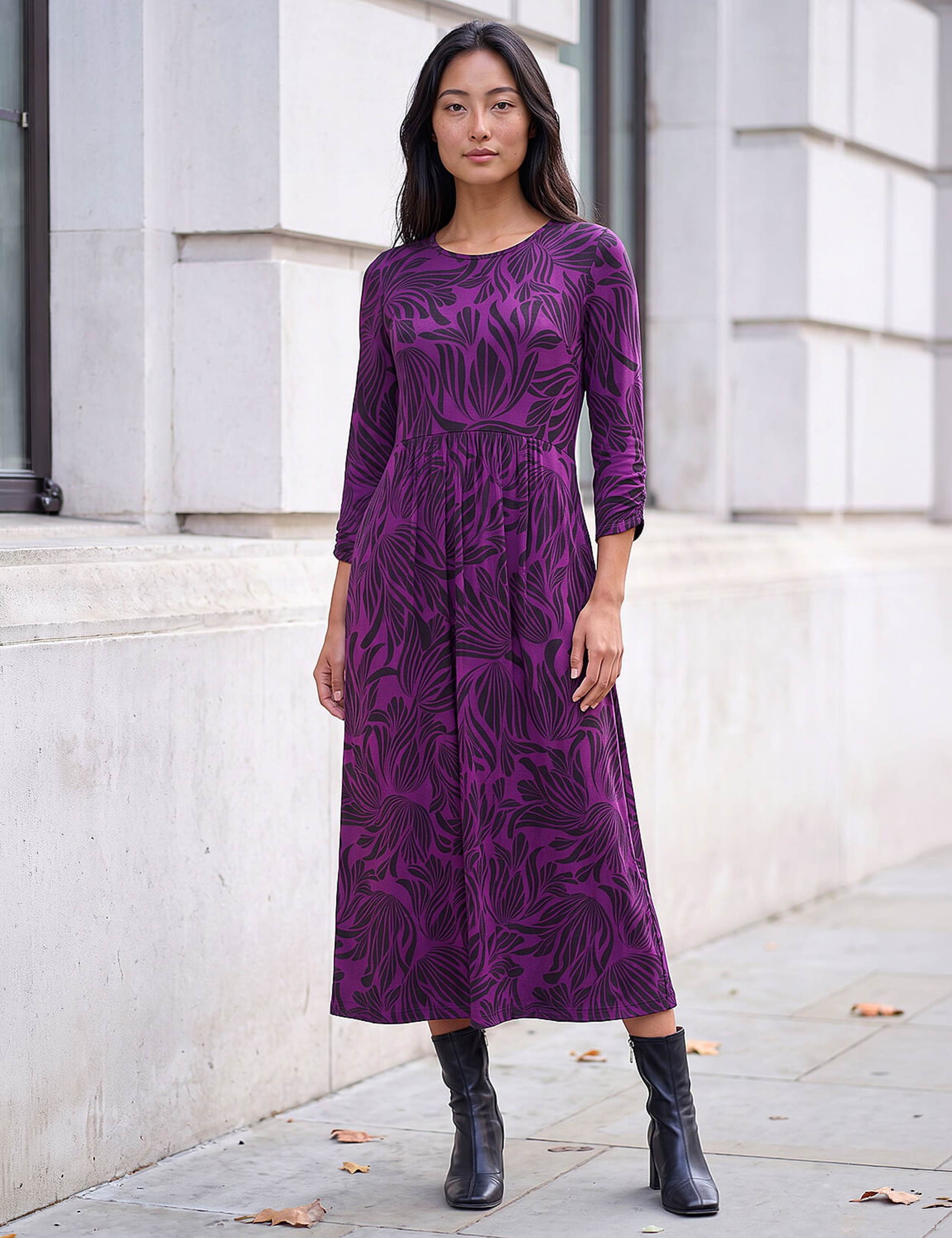Petite Swirl Print Midi Dress