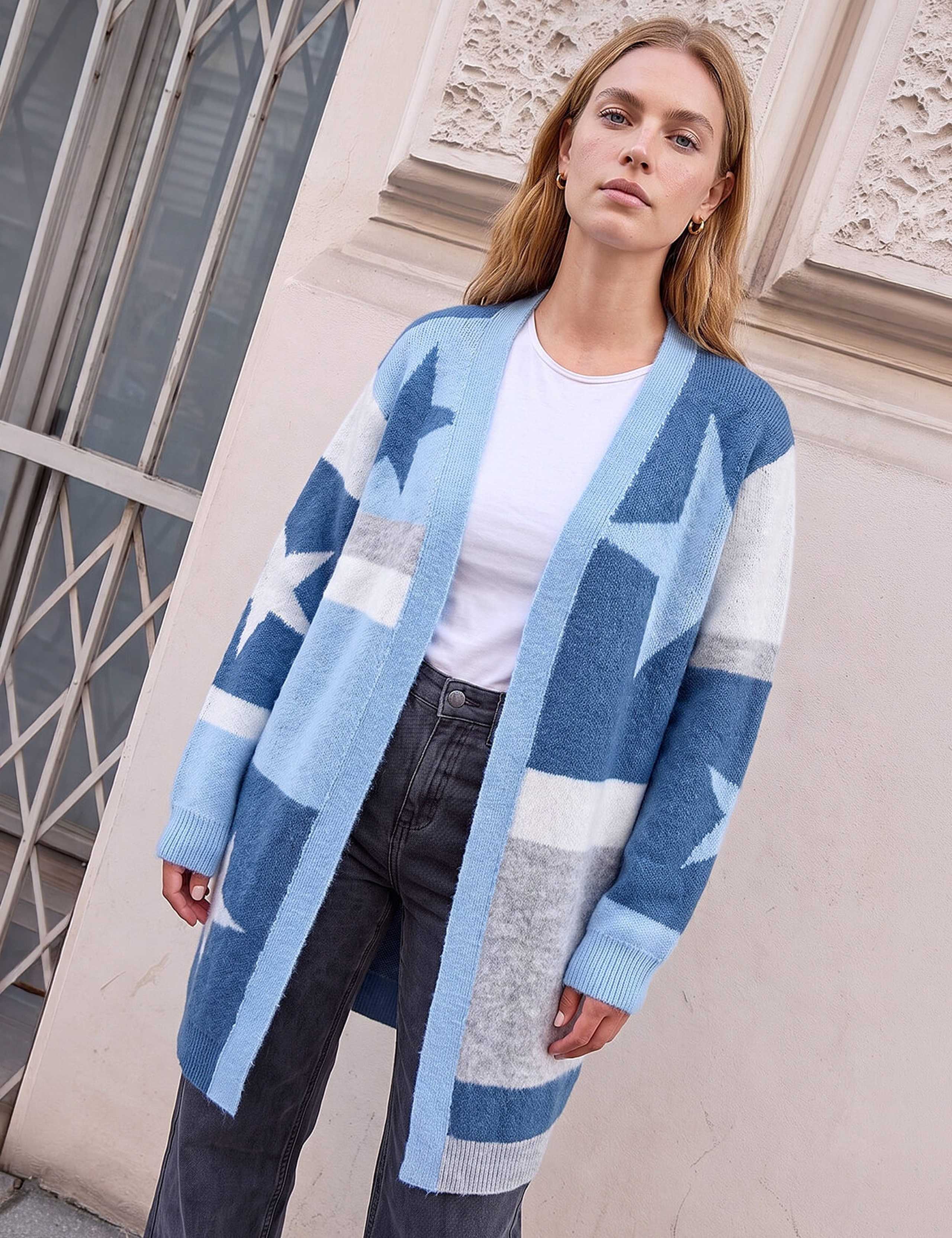 Colour Block Star Cardigan