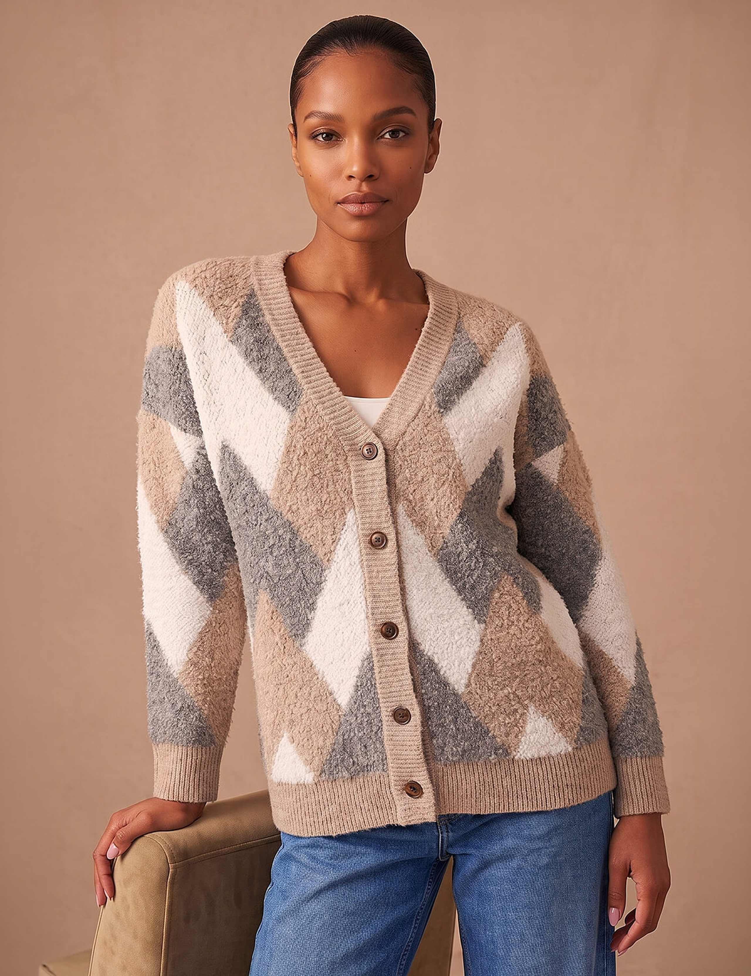 Boucle Chevron Cardigan