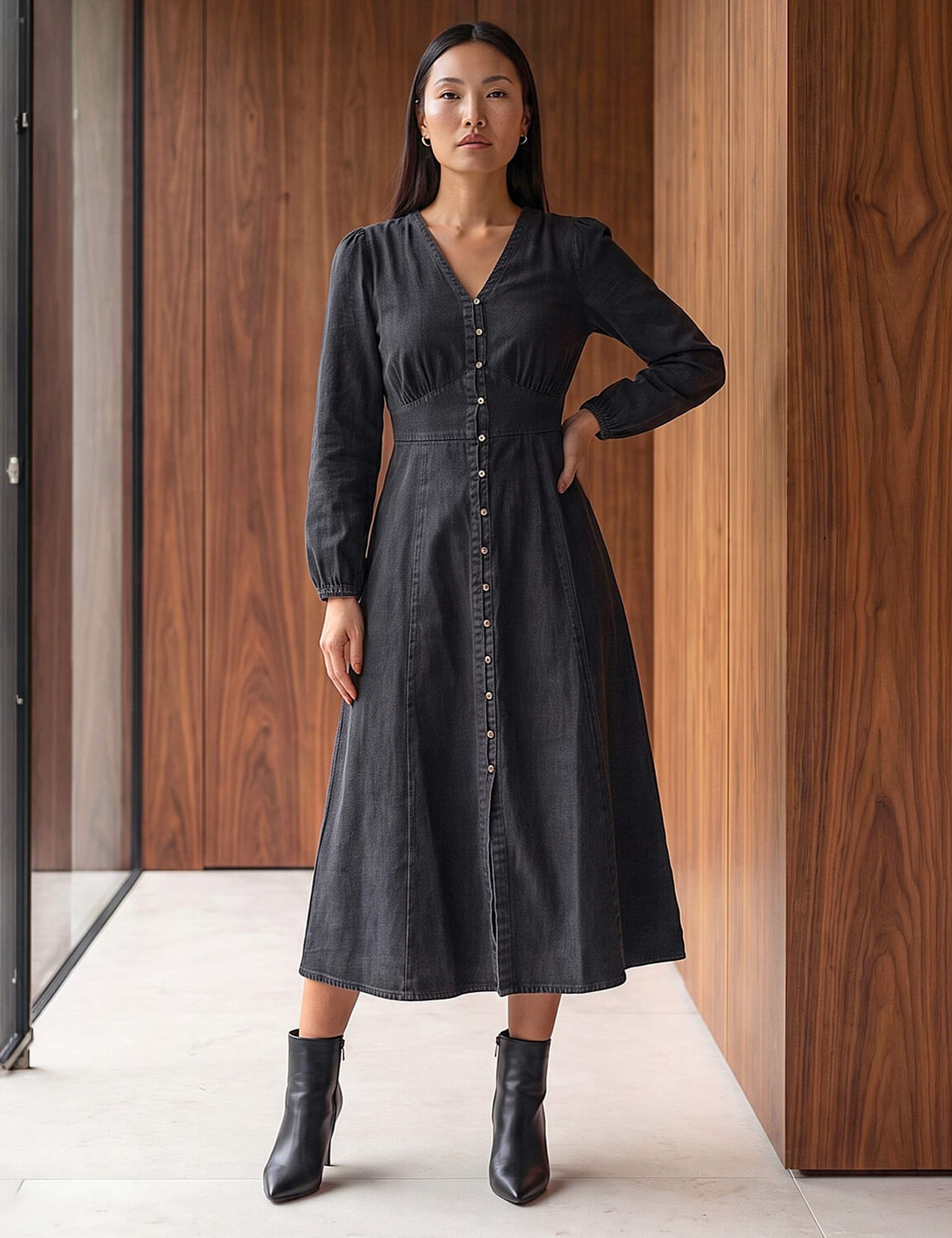 Pure Cotton Button Through Midi Dress