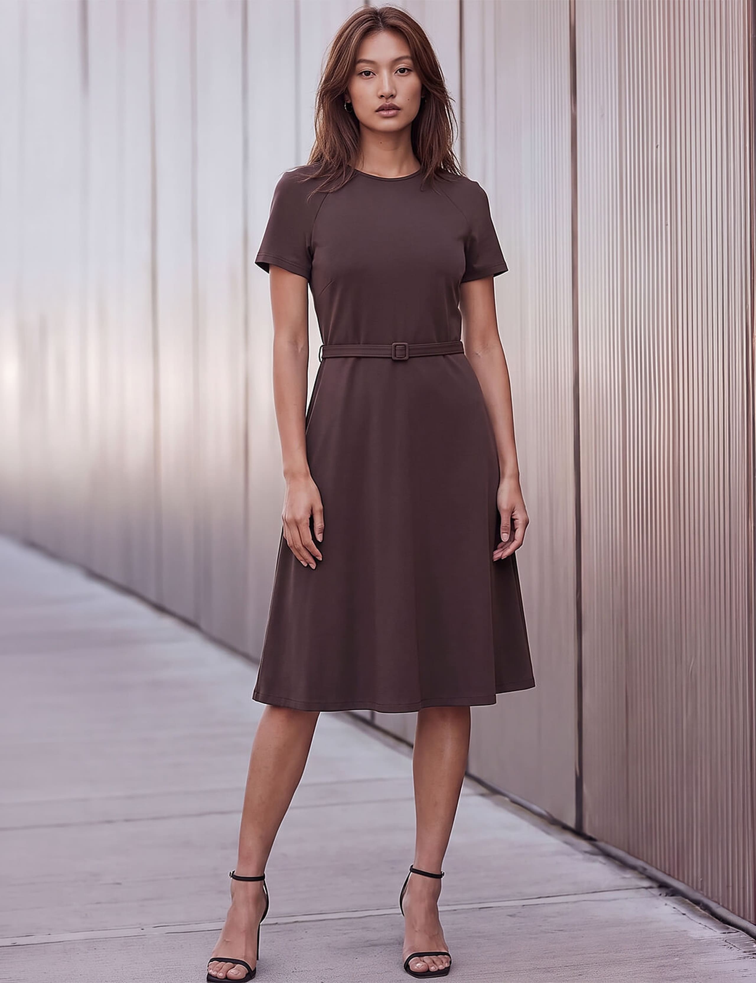 Ponte Belted Short Dress