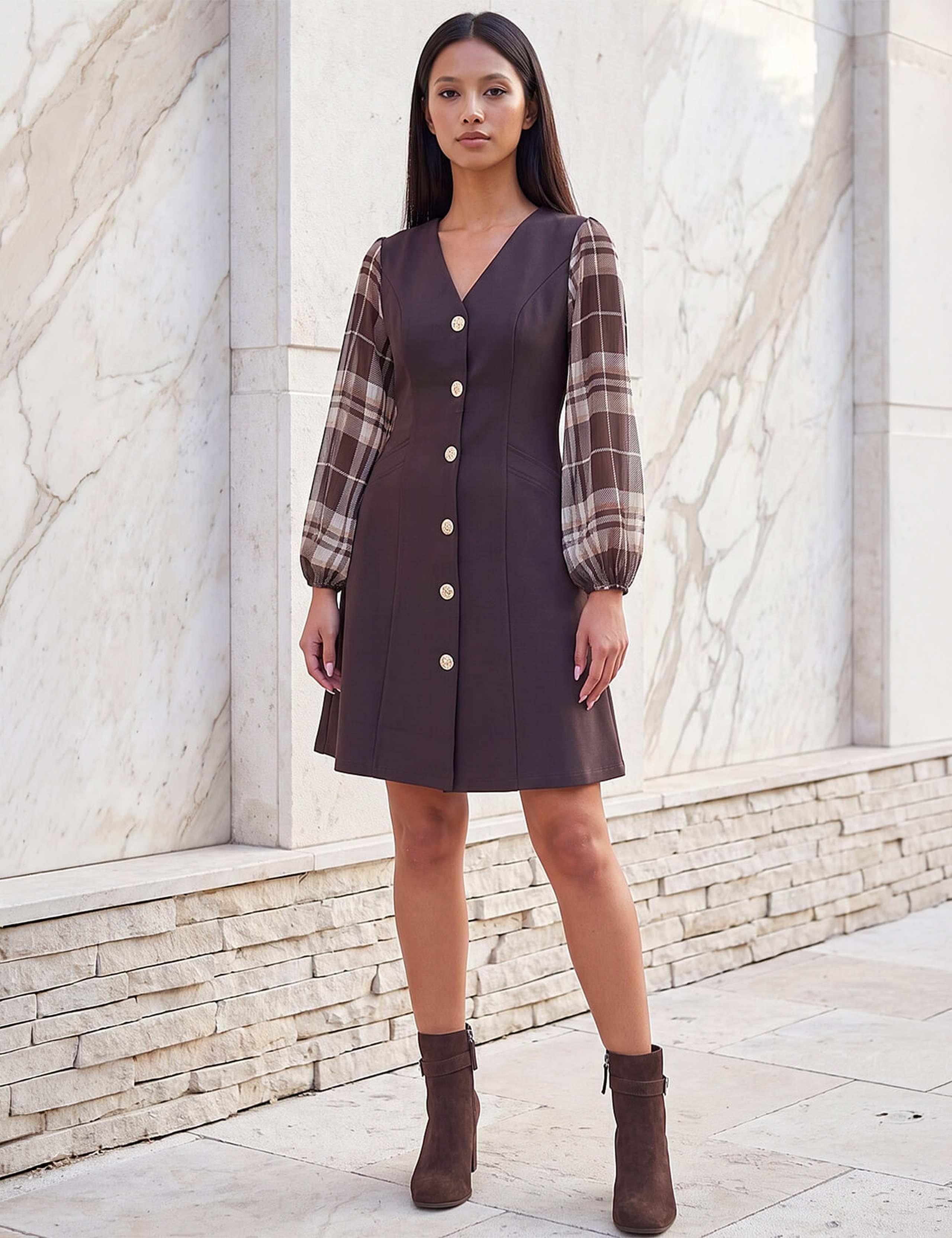 Petite Button Through Midi Dress