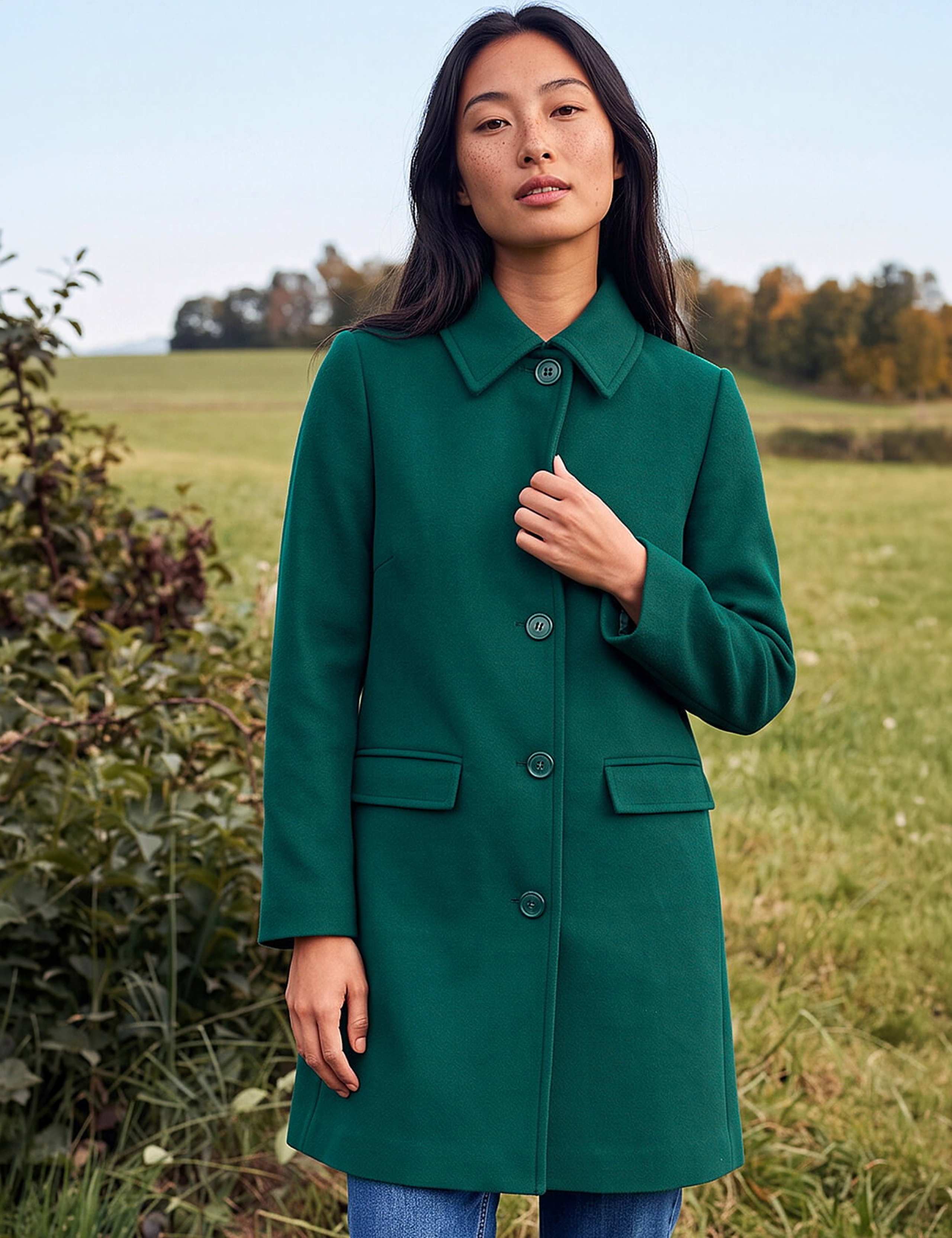 Petite Collared Short Car Coat