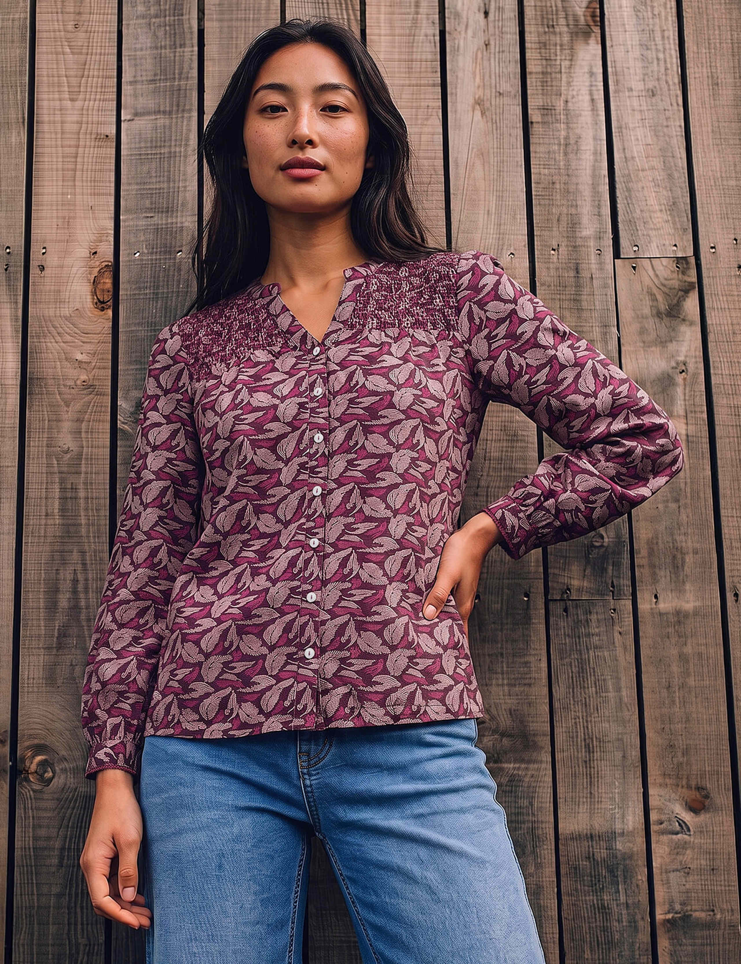 Petite Pure Cotton Printed Button Through Shirt