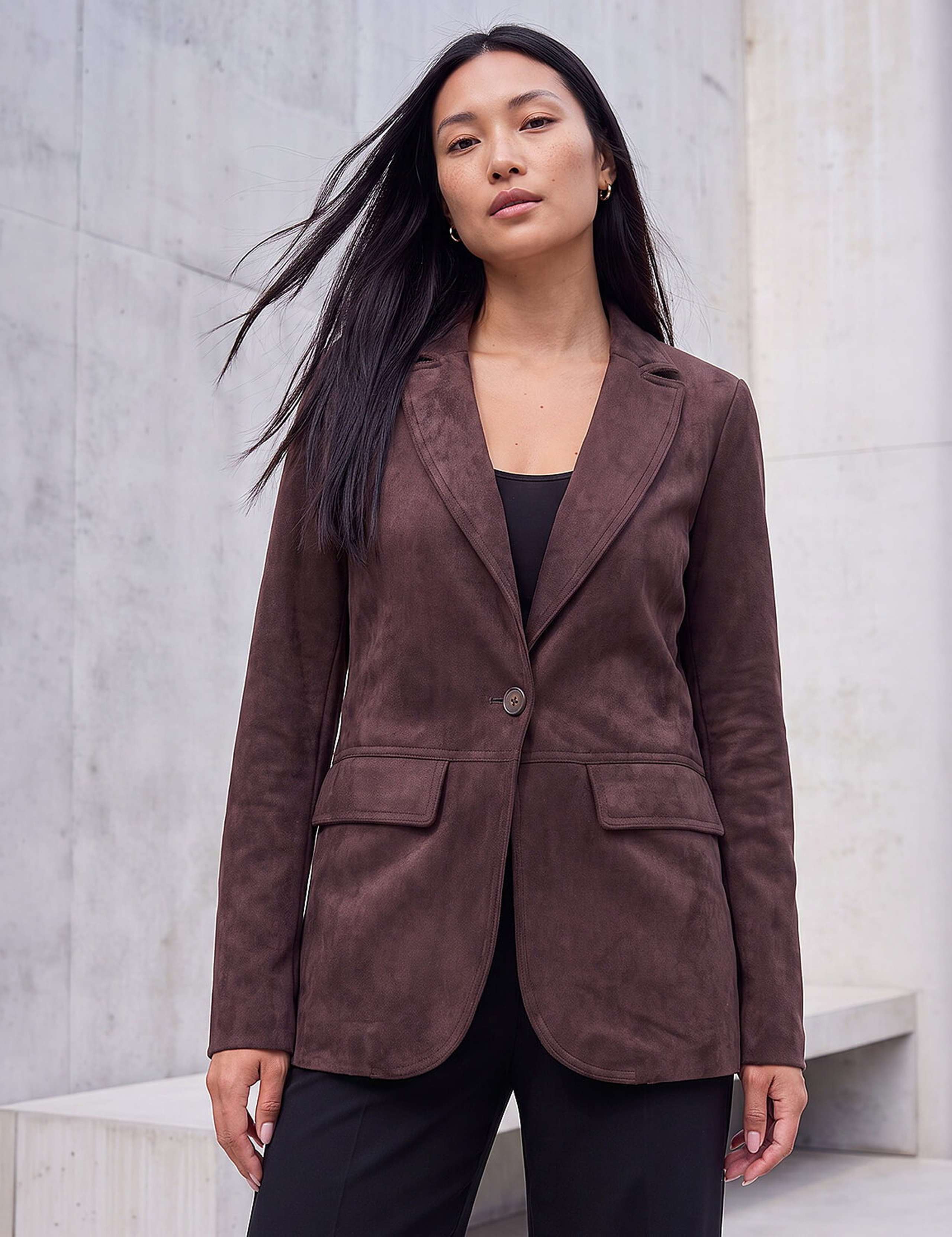 Suedette Oversized Cropped Blazer