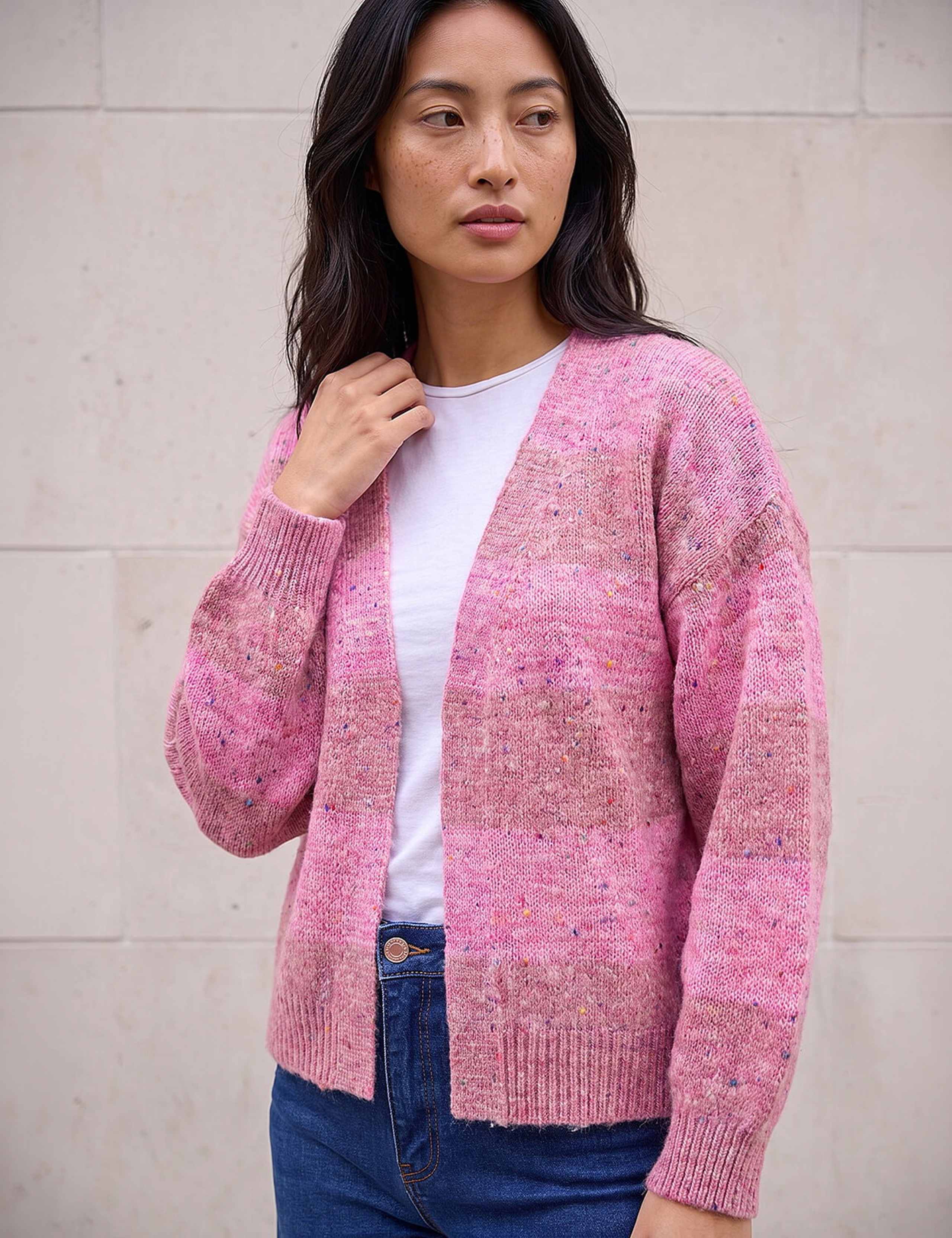 Petite Striped Edge To Edge Cardigan