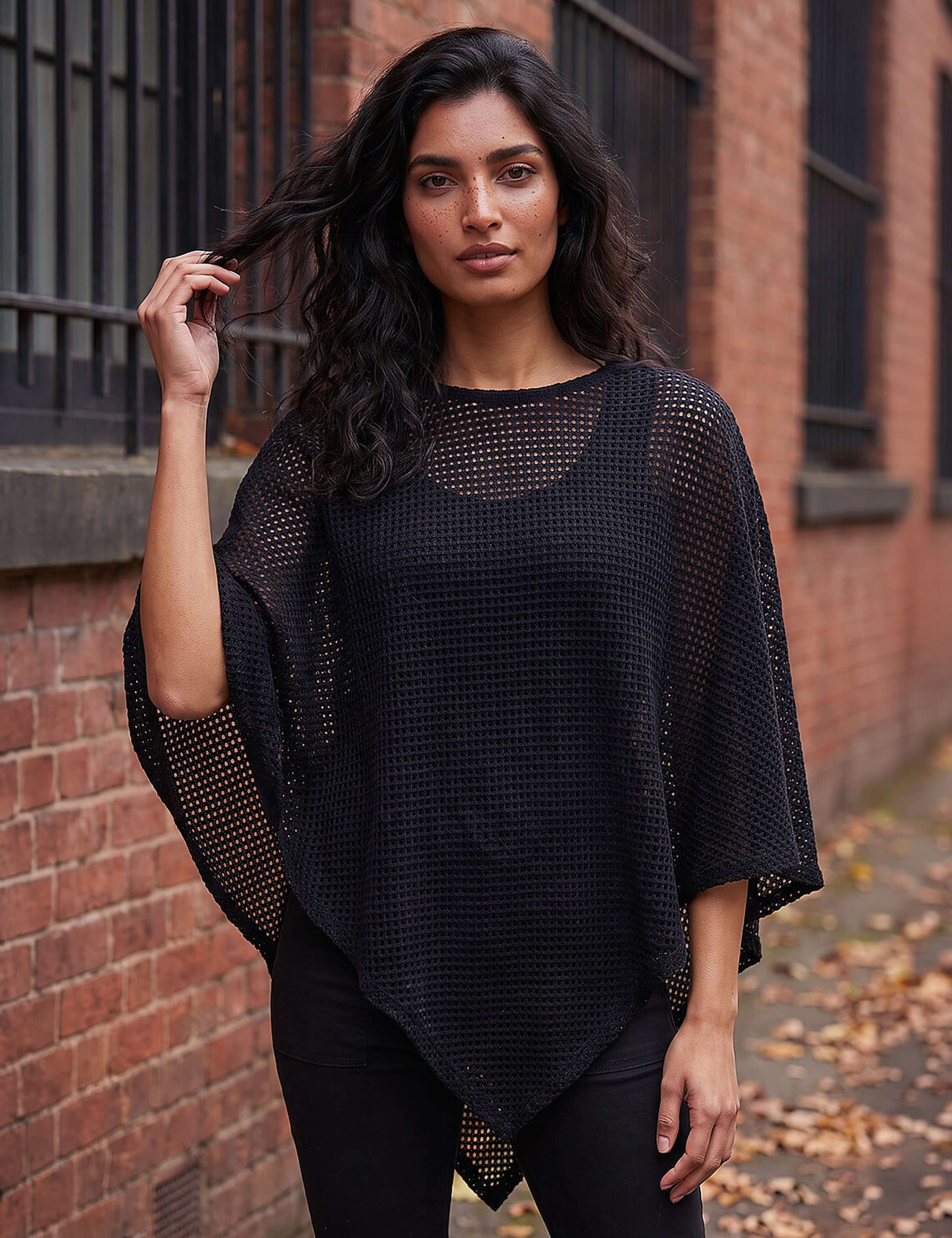 Textured Collared Cape Top