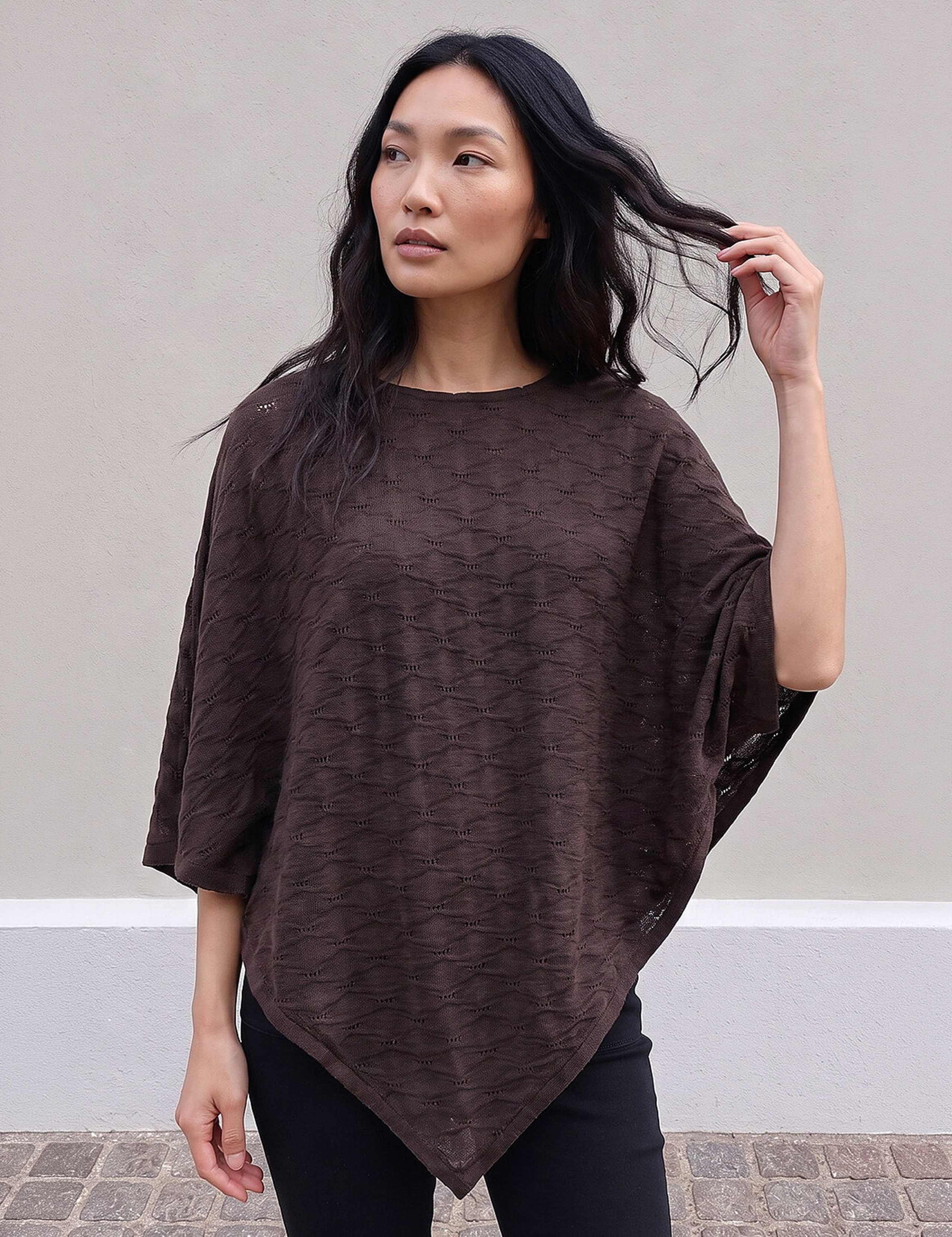 Textured Collared Cape Top
