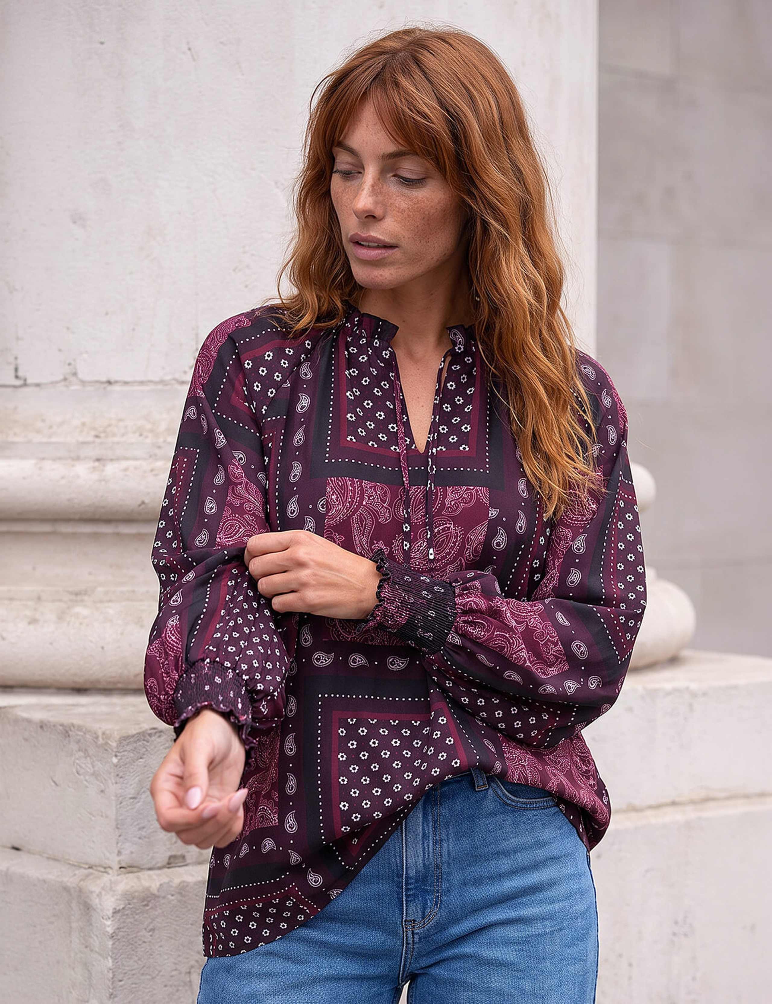 Patchwork V Neck Top