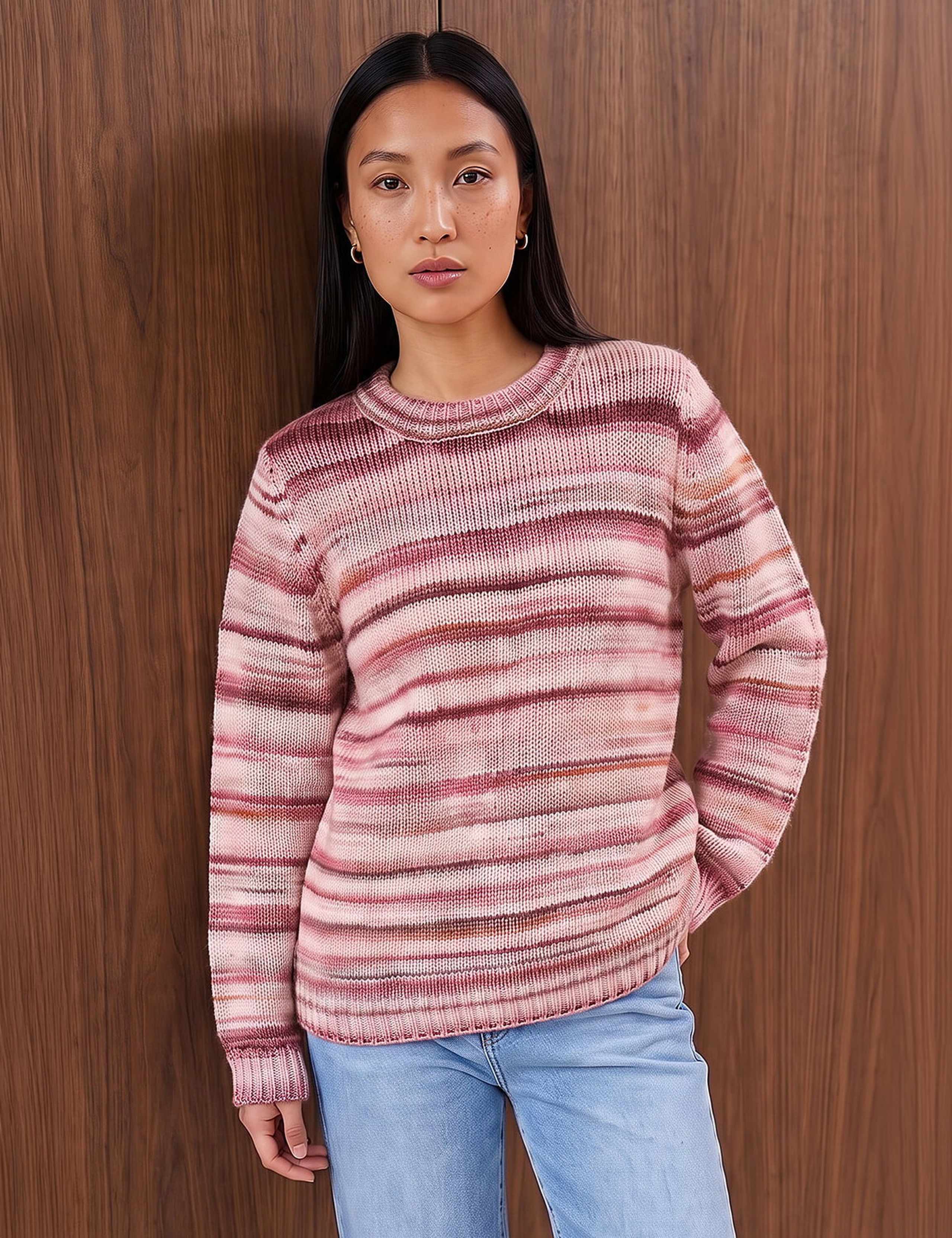 Space Dyed Crew Neck Jumper with Wool
