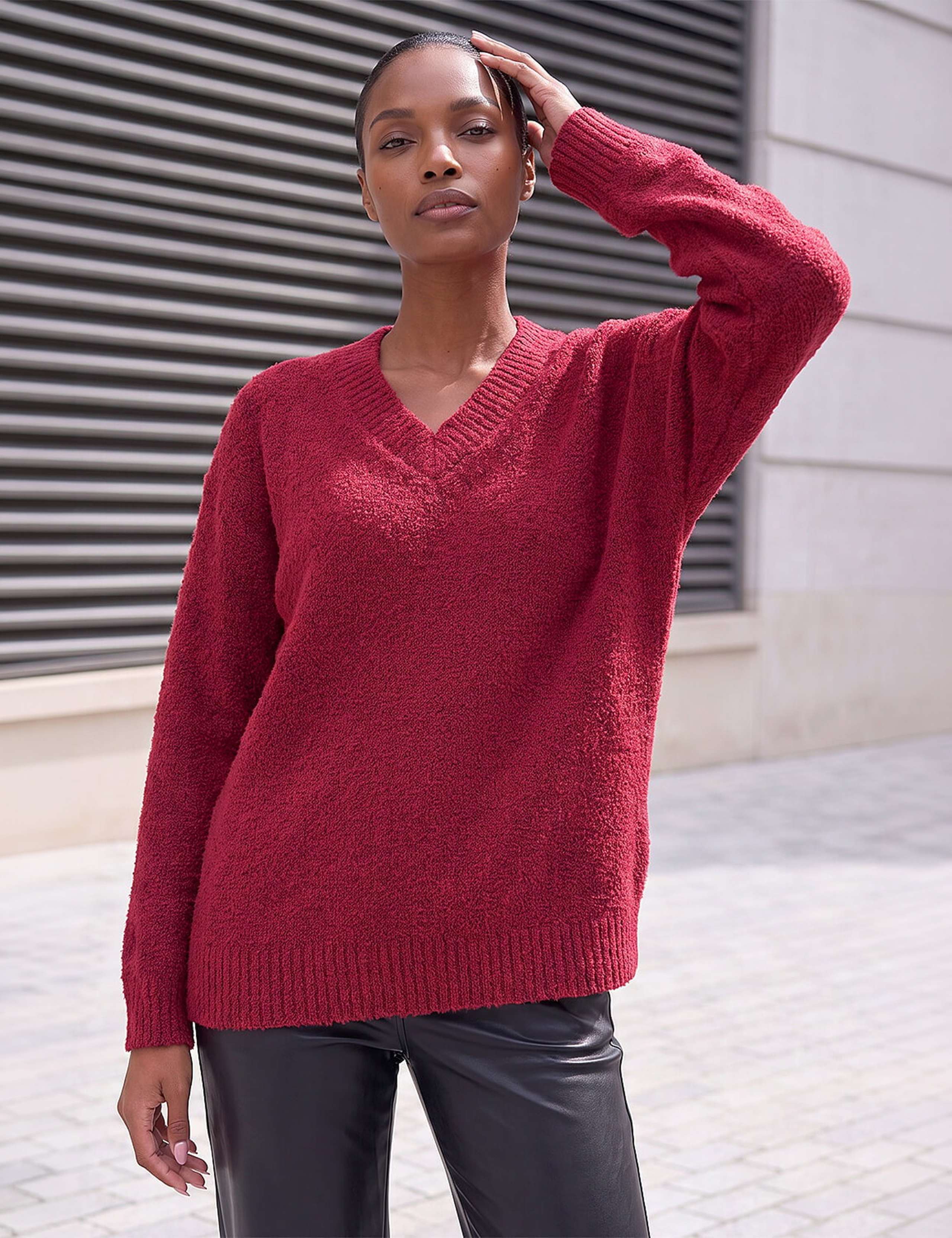 Fleece V Neck Jumper