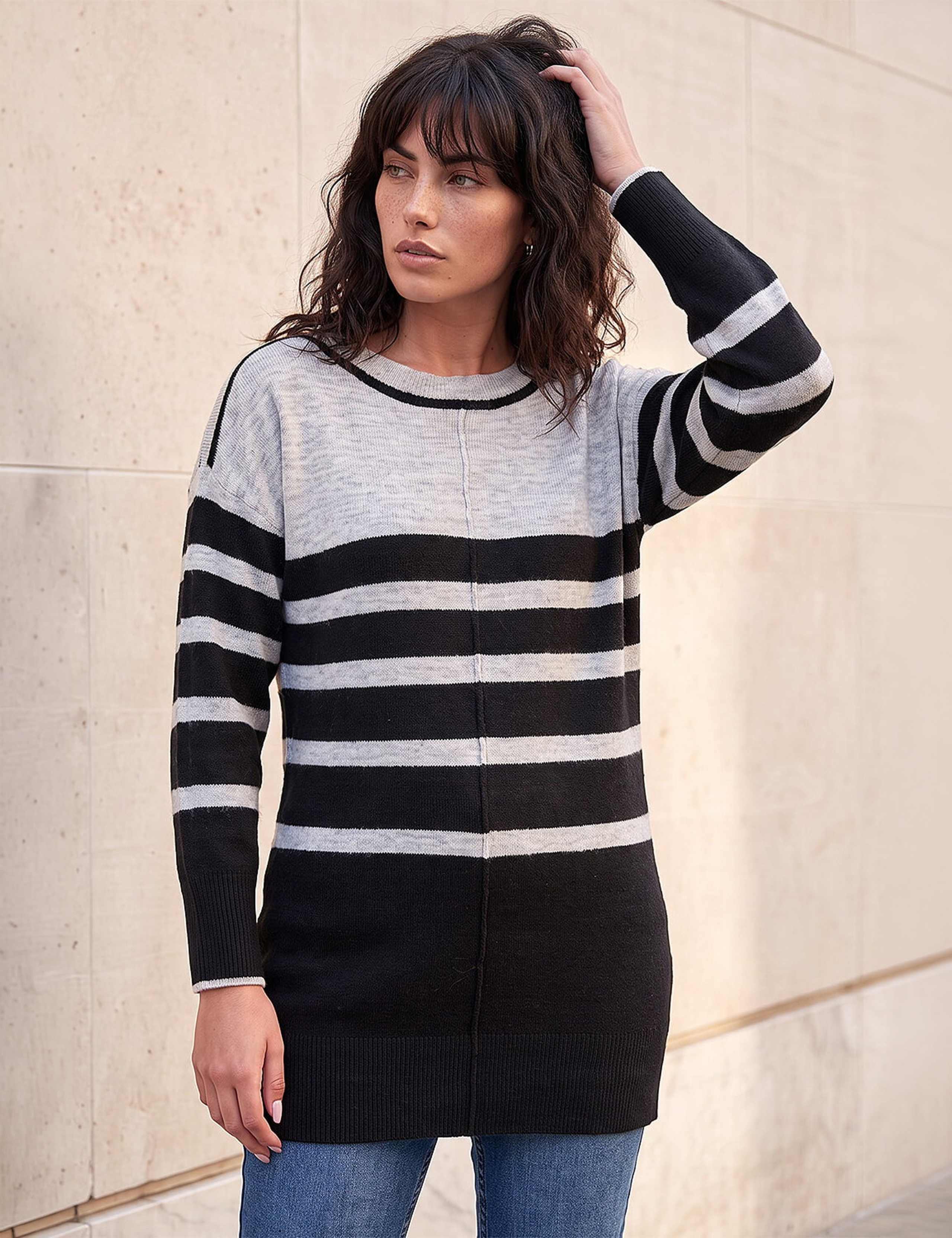 Longline Stripe Tunic Jumper