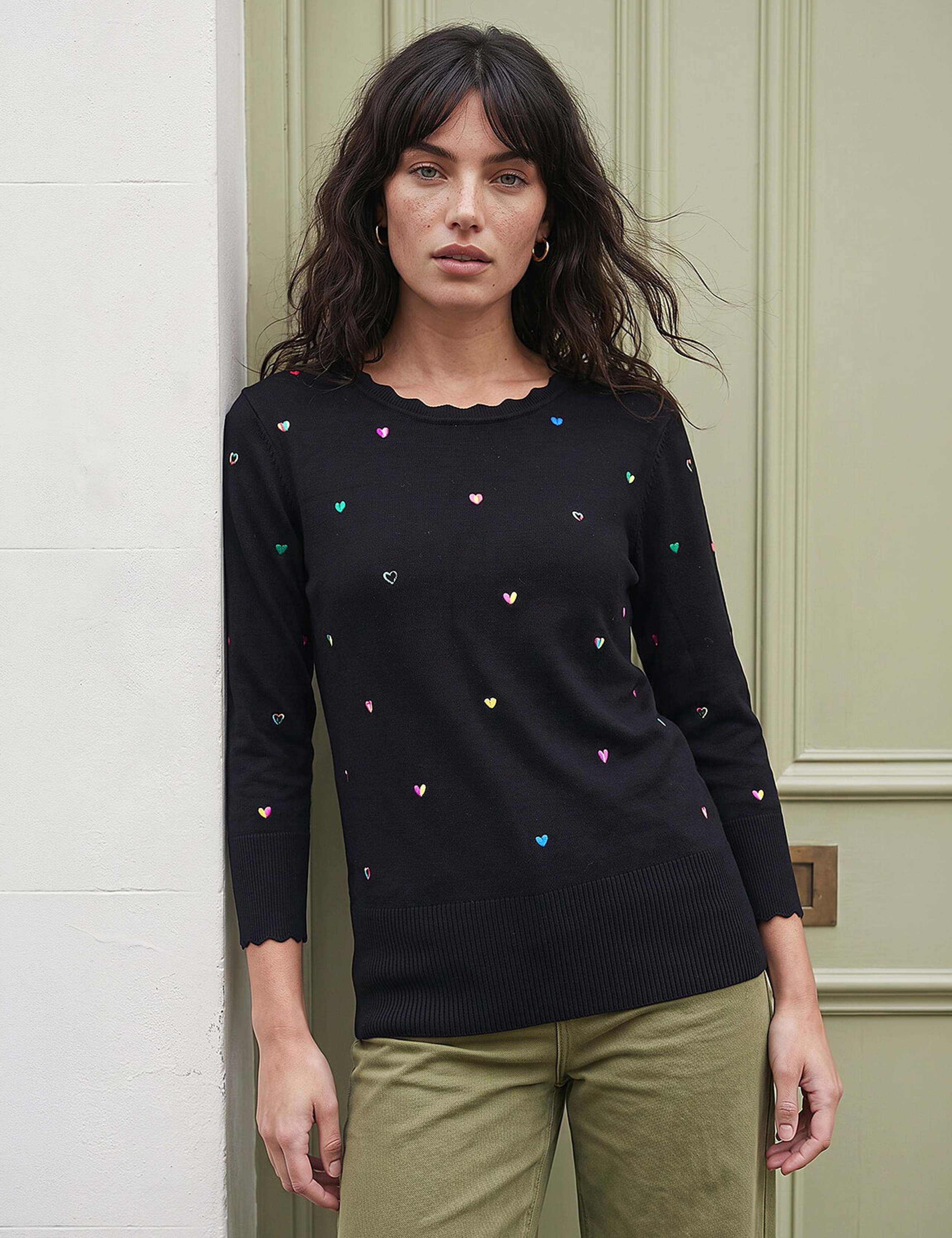 Rayon Rich Embroidered Heart Jumper