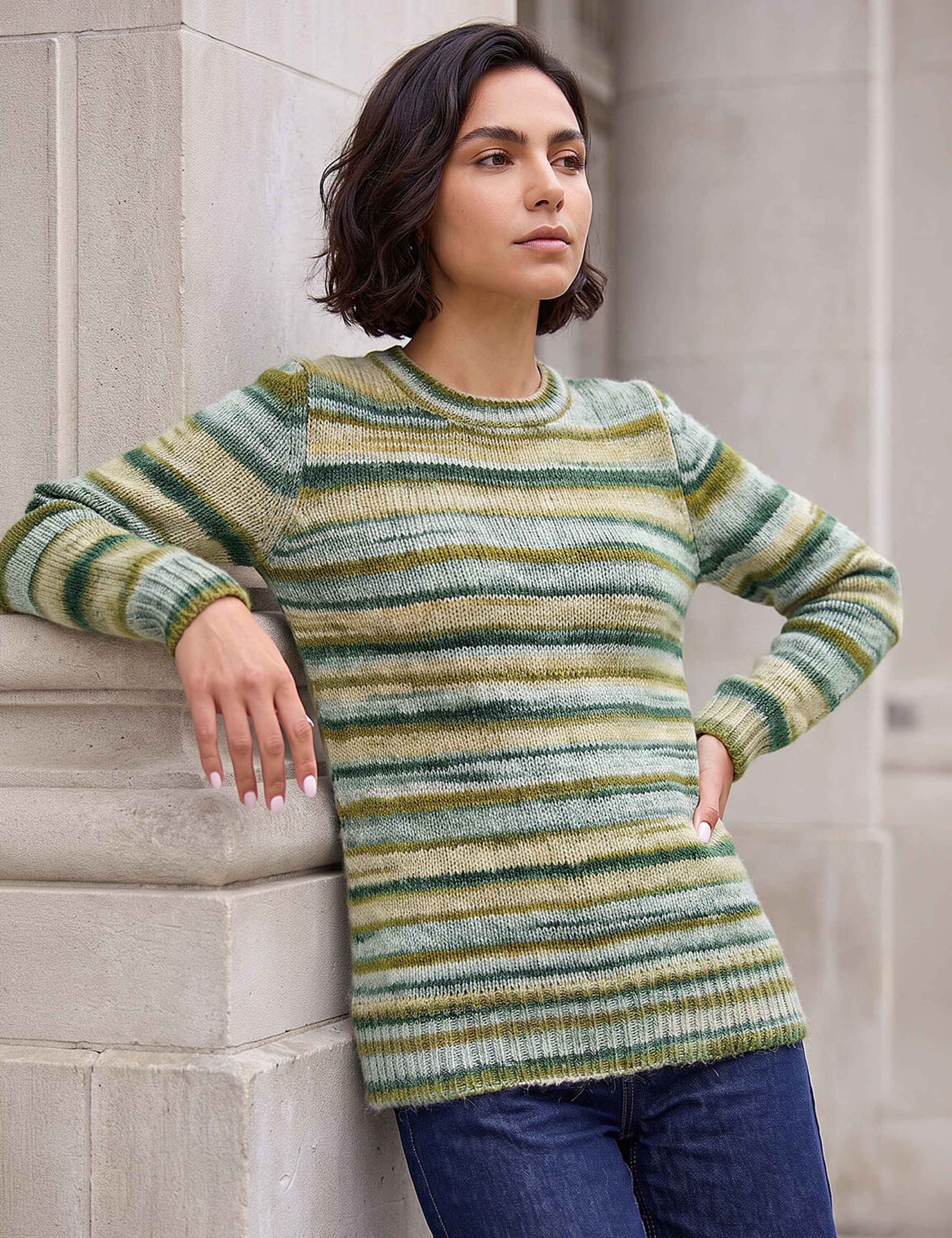 Space Dyed Crew Neck Jumper with Wool