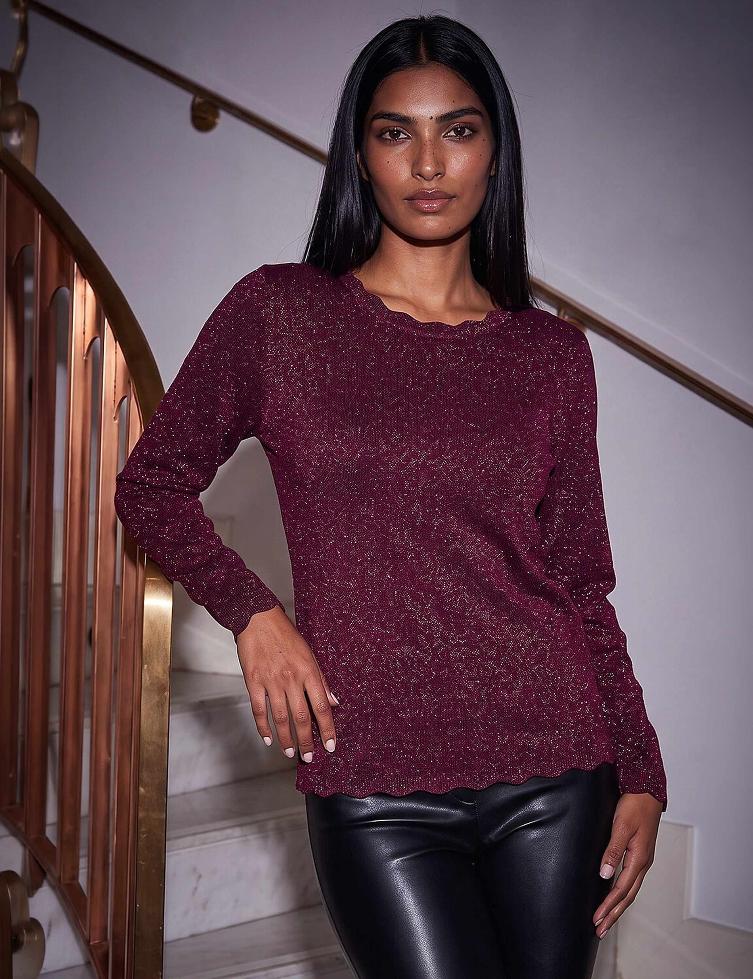 Rayon Rich Sparkly Scallop Edge Jumper