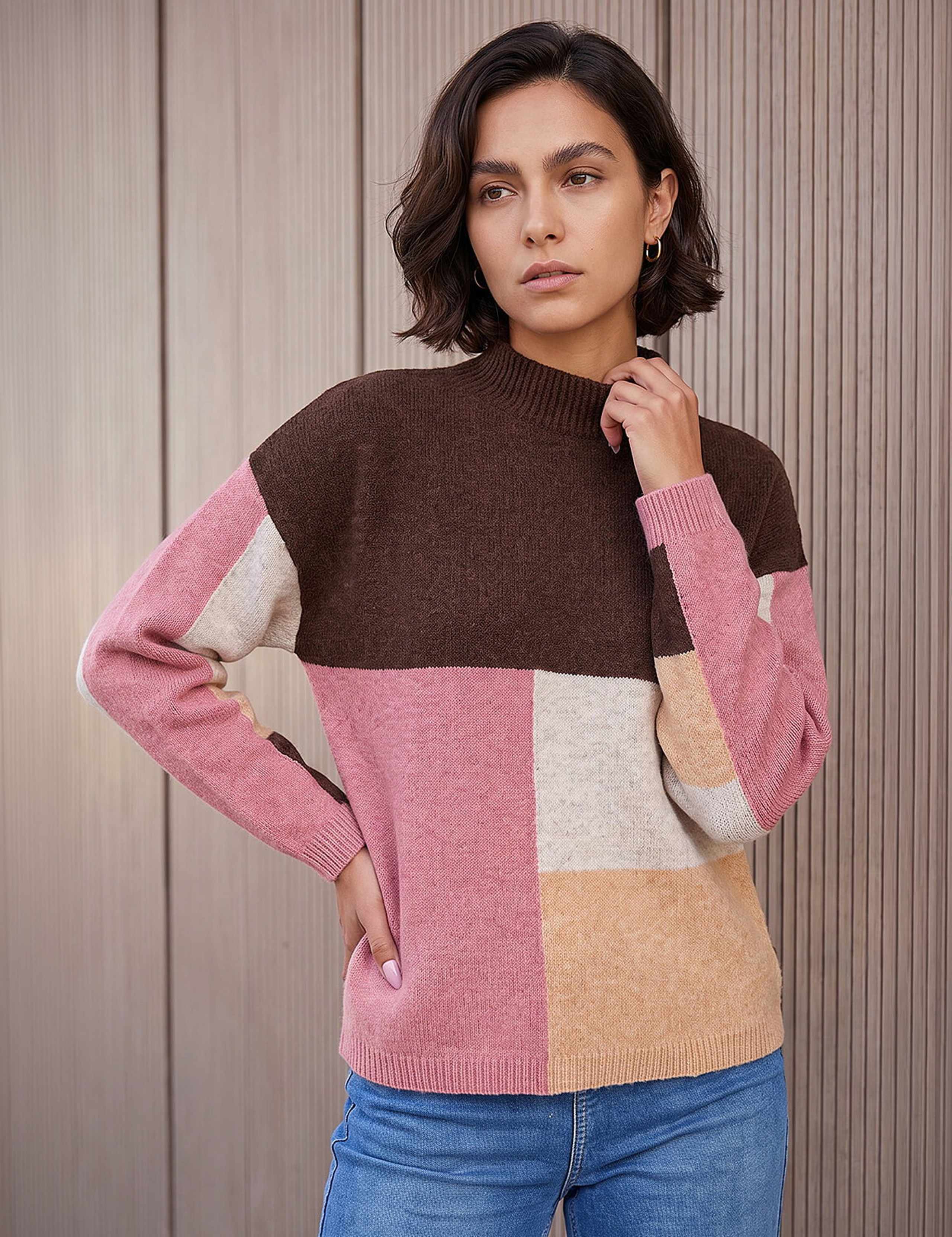 Colour Block Marl Jumper