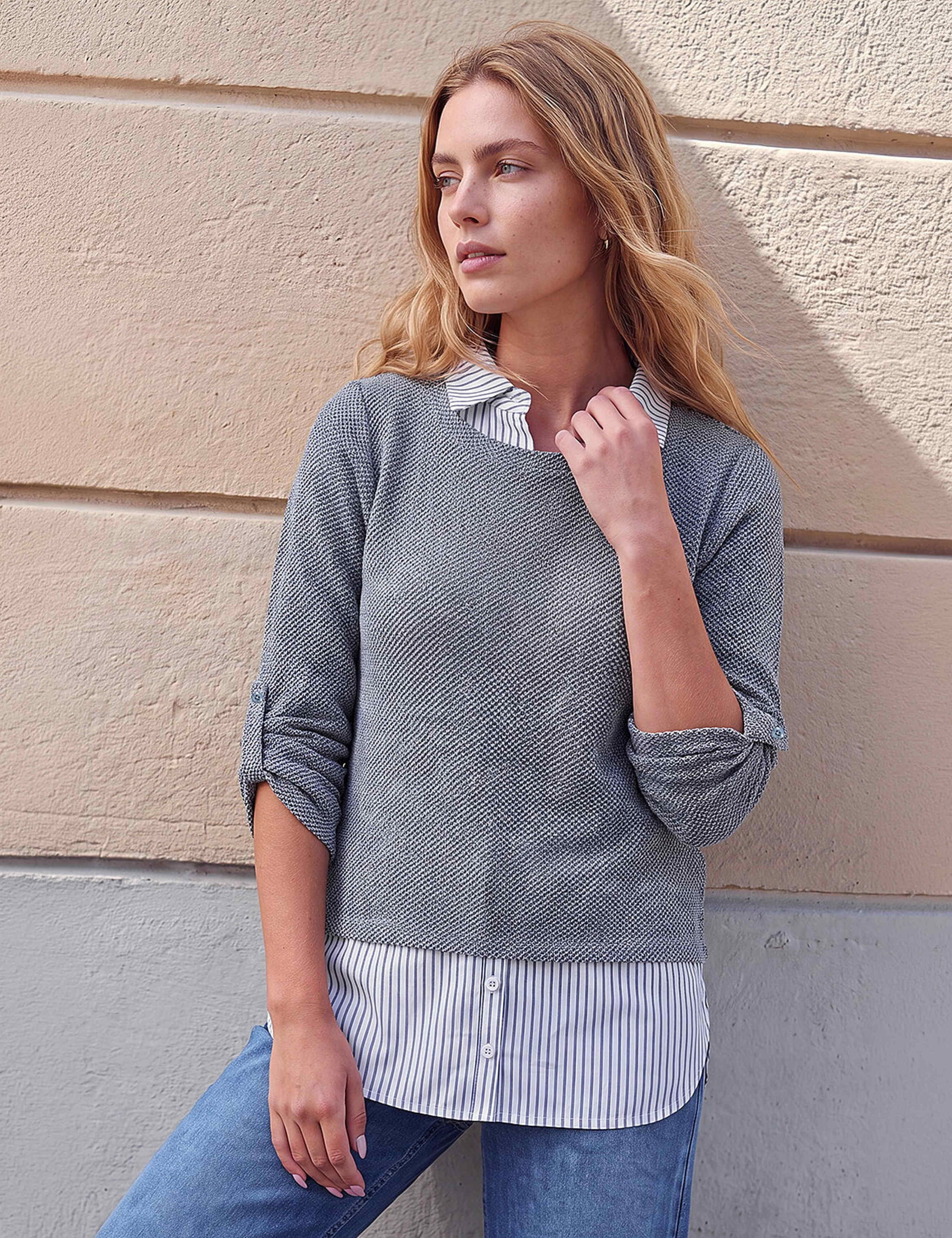 Textured 2 In 1 Mock Shirt Jumper
