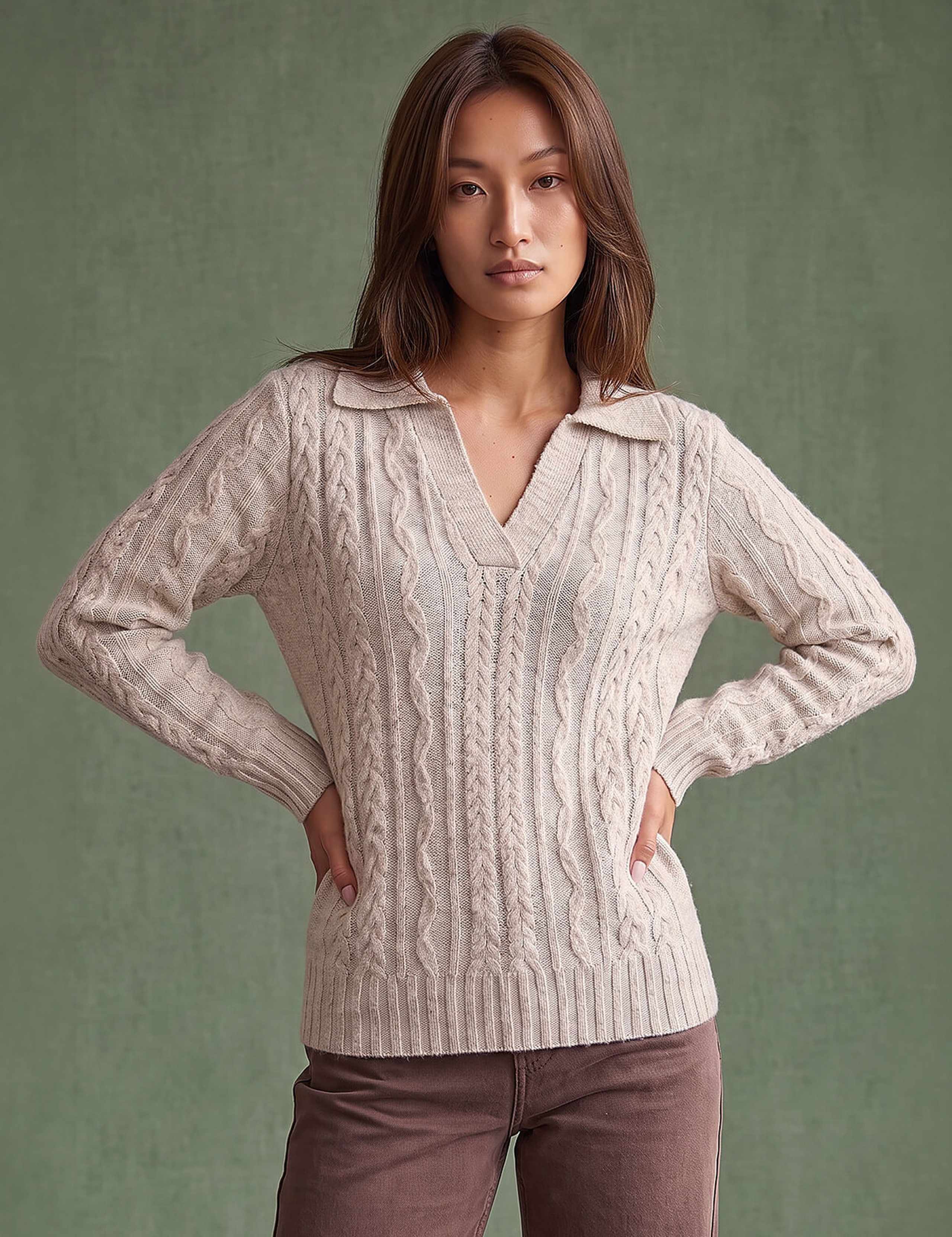 Cable Knit Henley Jumper