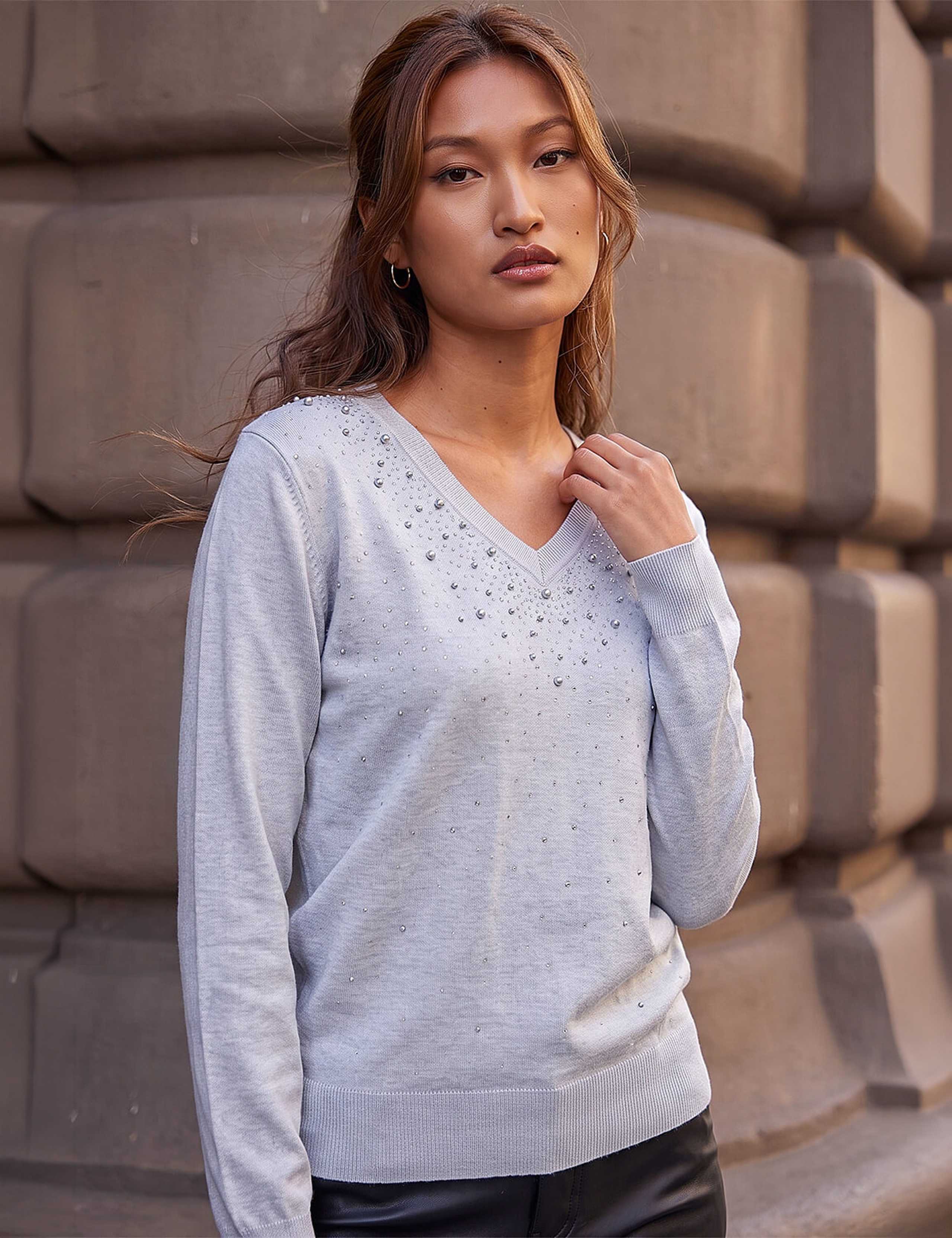 Rayon Blend Embellished Jumper