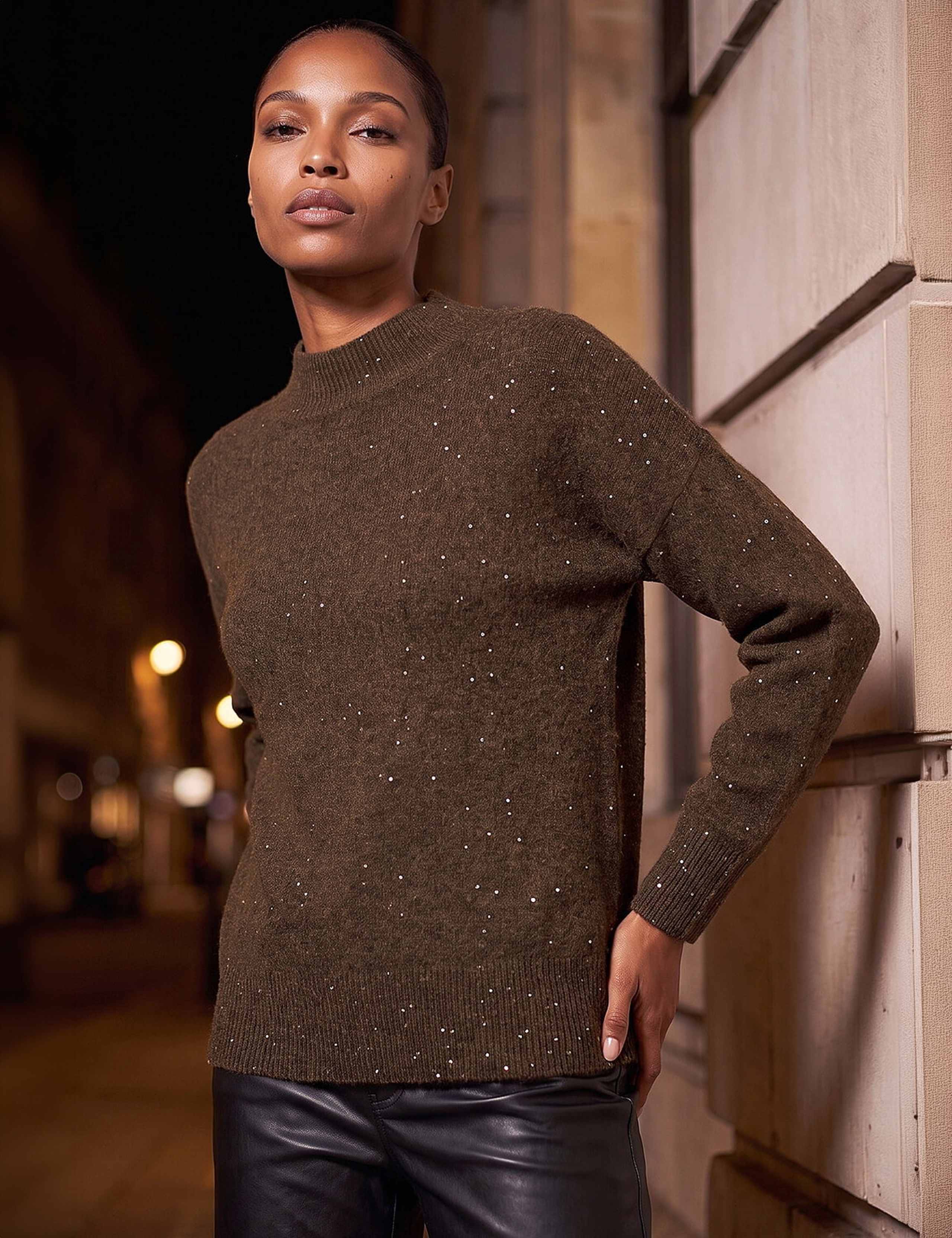 Sequin Crew Neck Knit Jumper