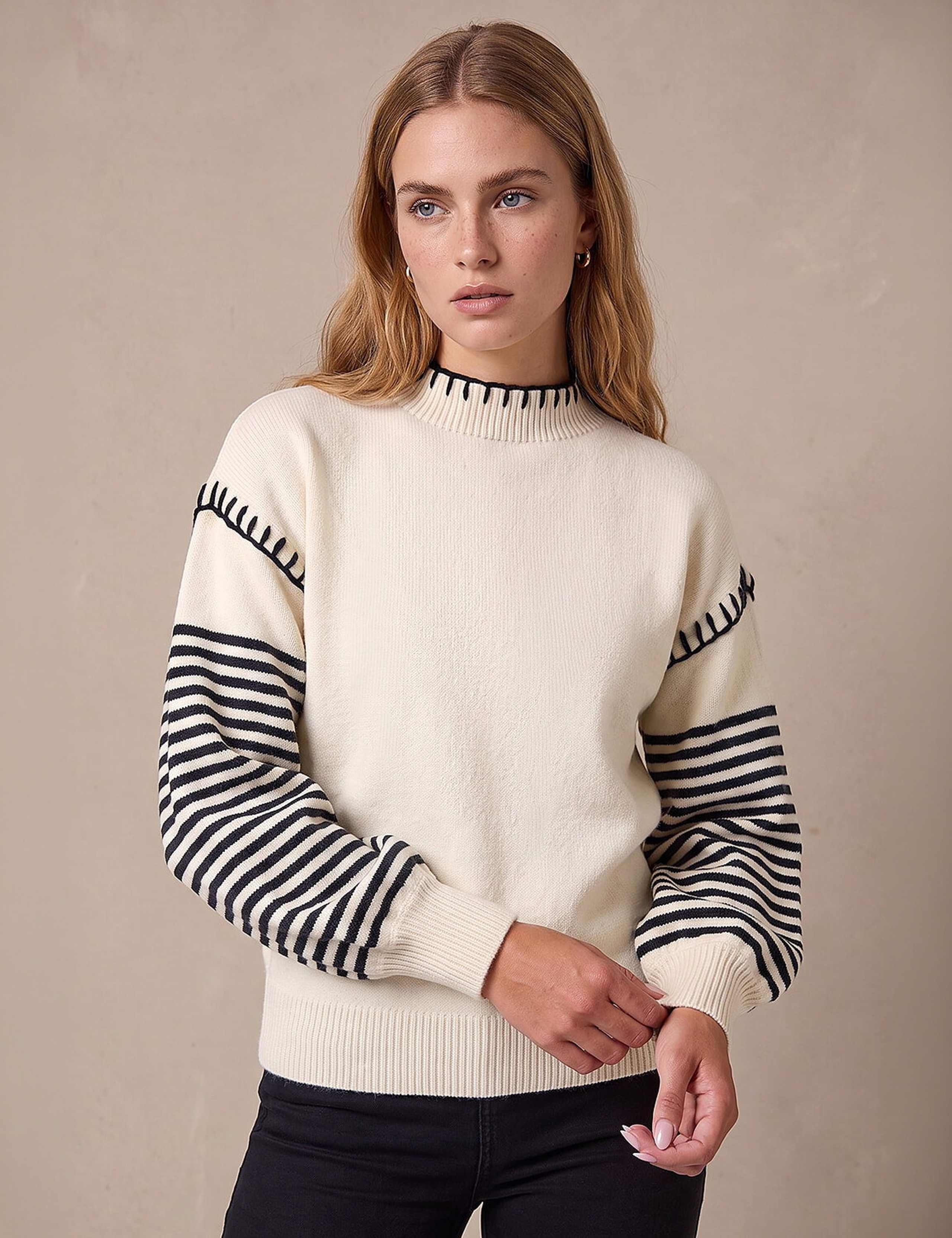Striped Stitch Detail Jumper