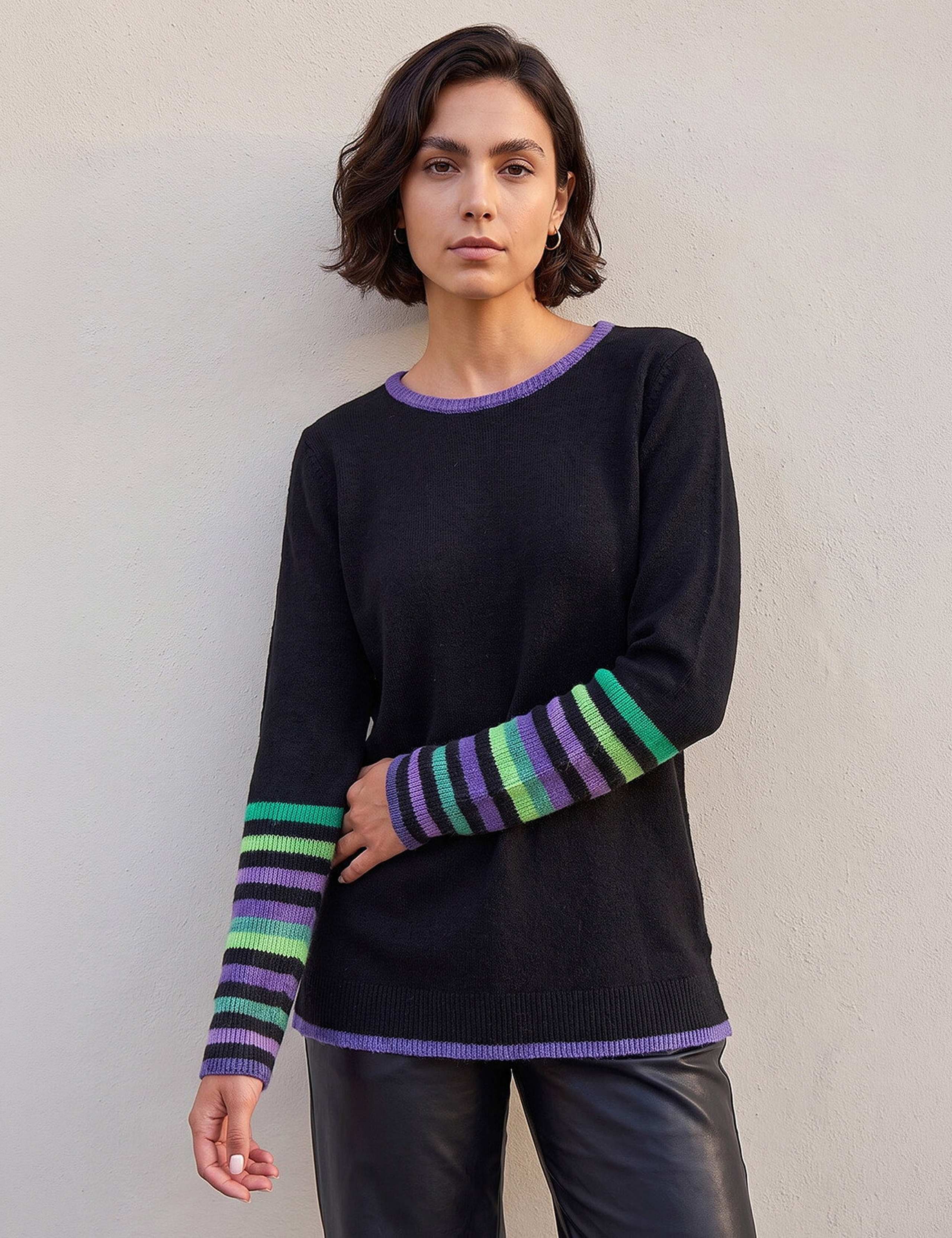 Contrast Stripe Acrylic Knit Jumper