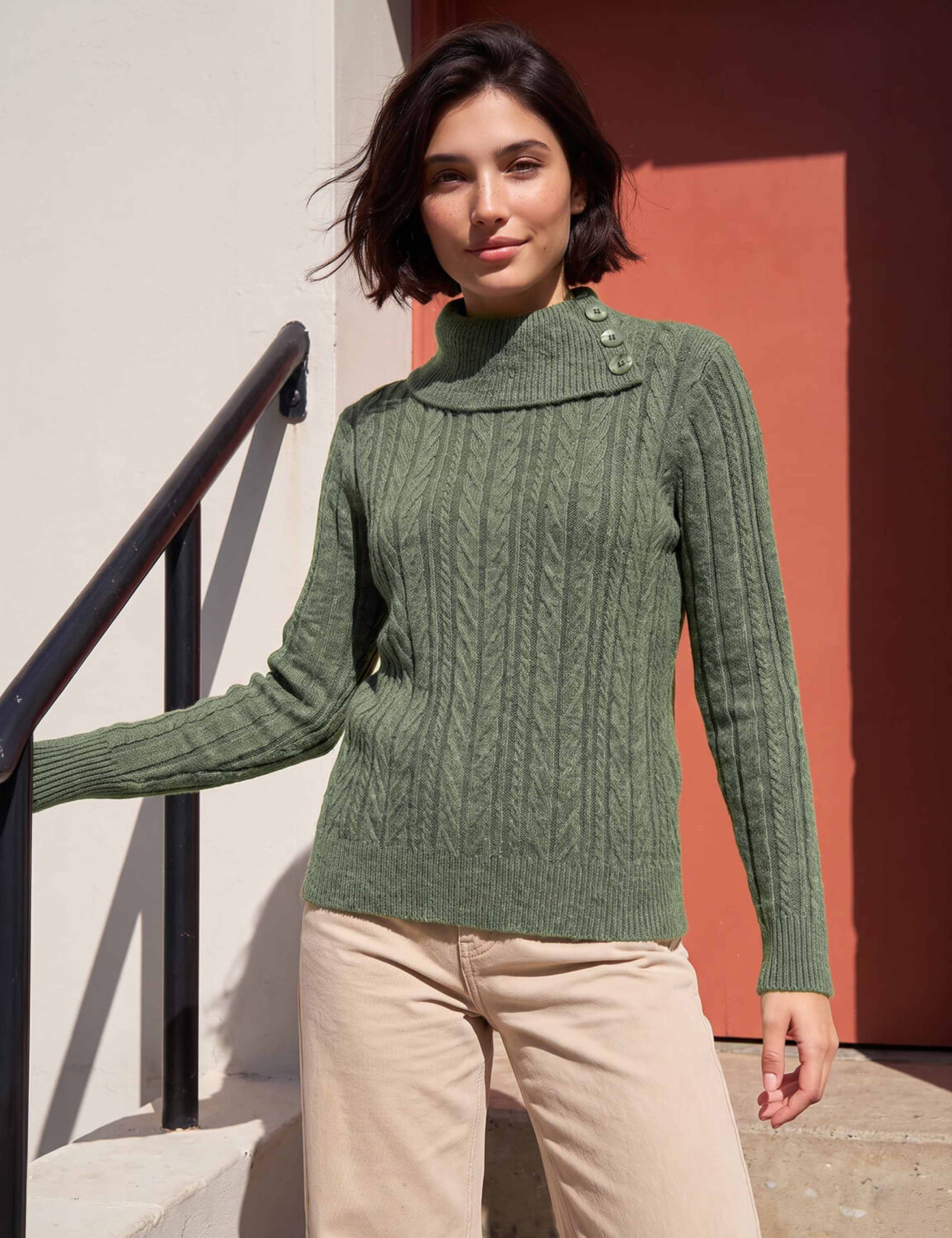 Cable Knit Button Detail Jumper
