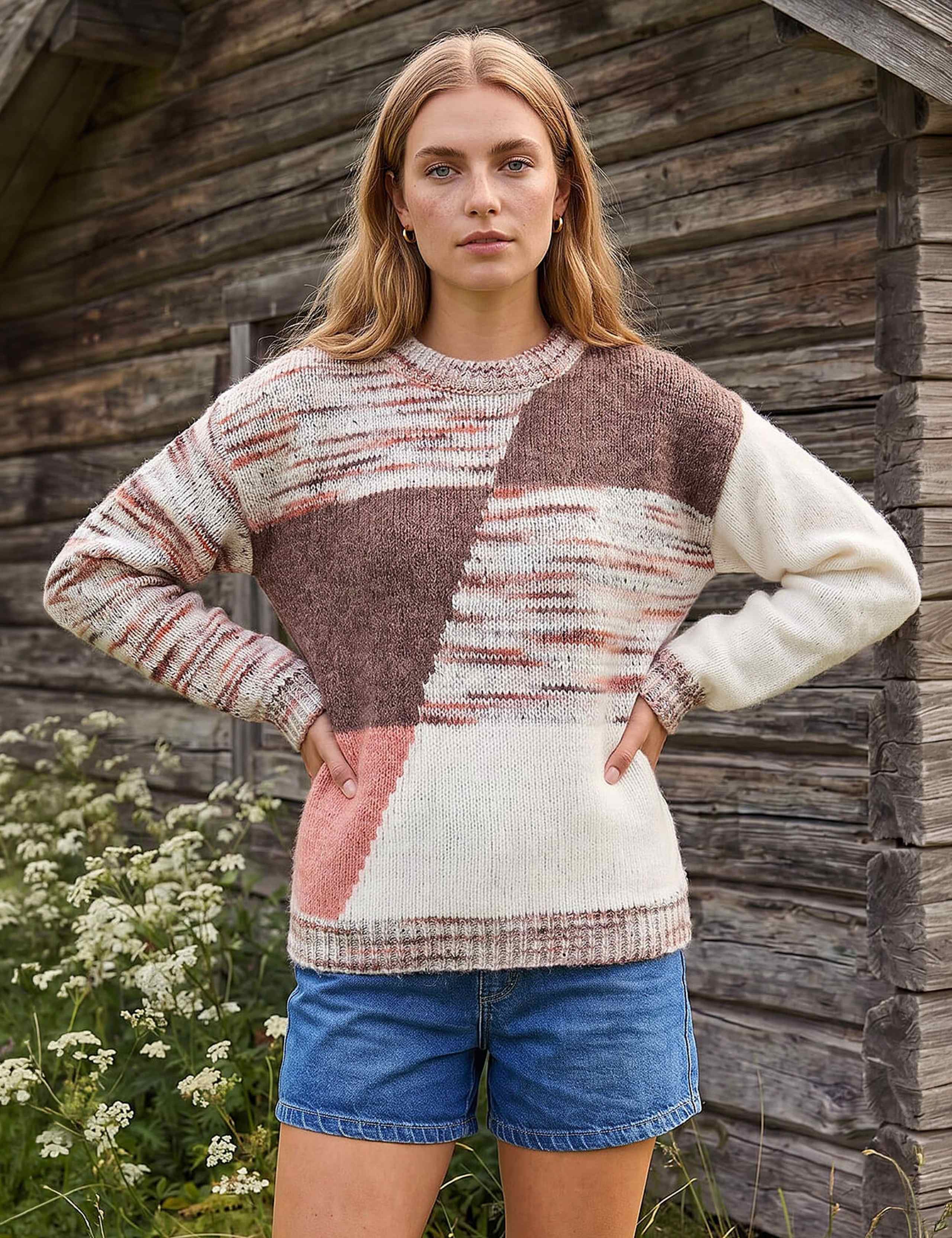 Textured Colour Block Jumper