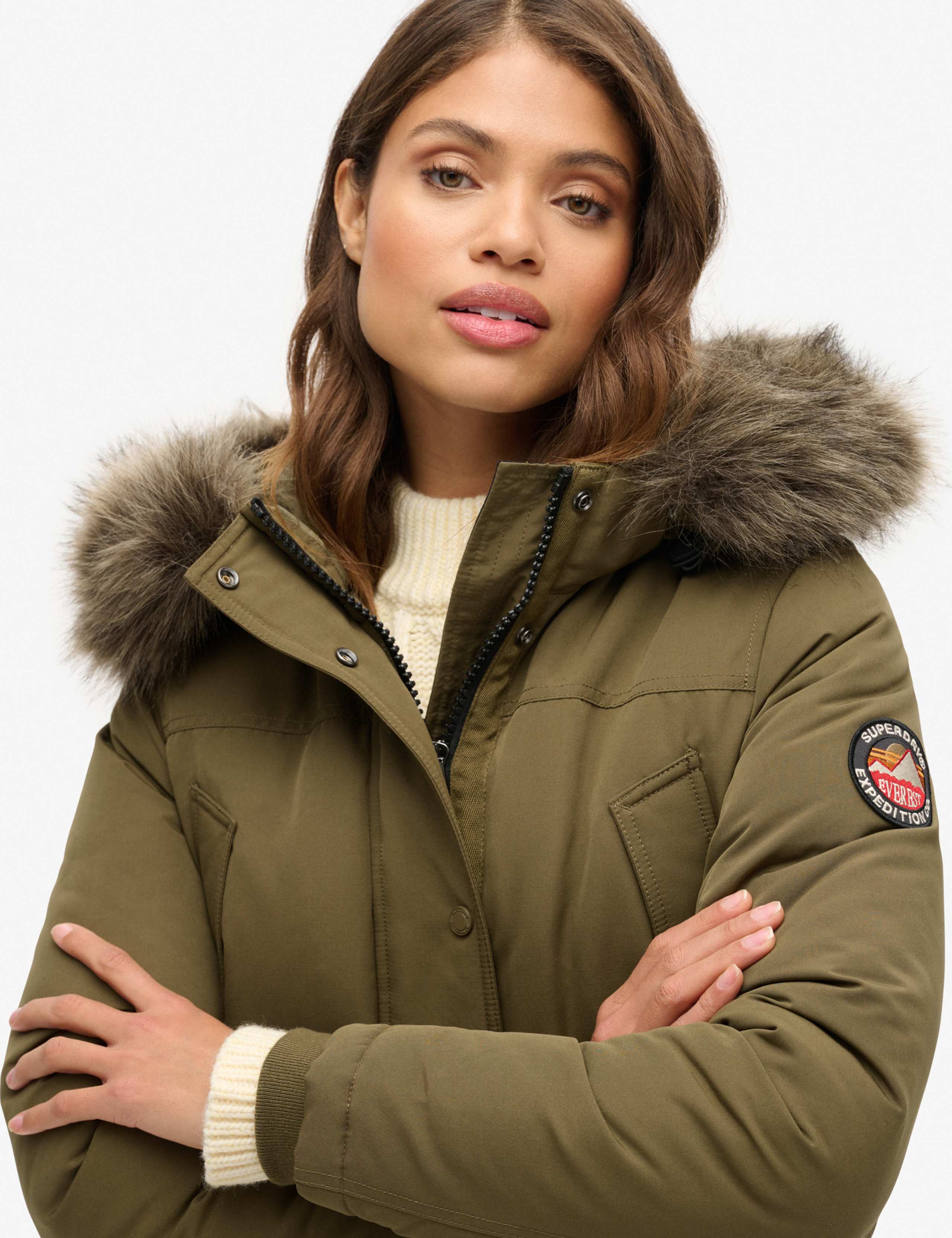 Faux Fur Hooded Parka Coat