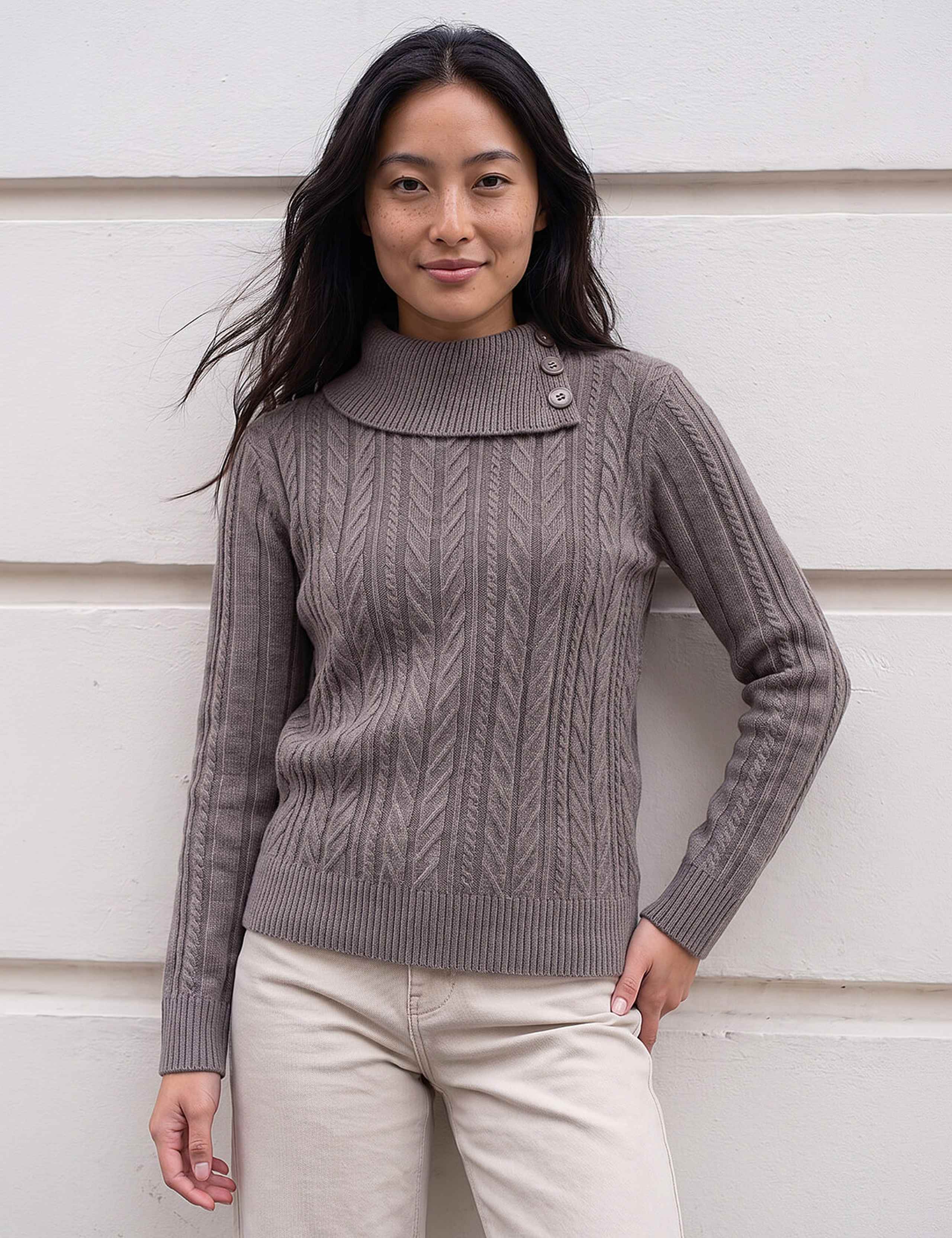 Cable Knit Button Detail Jumper