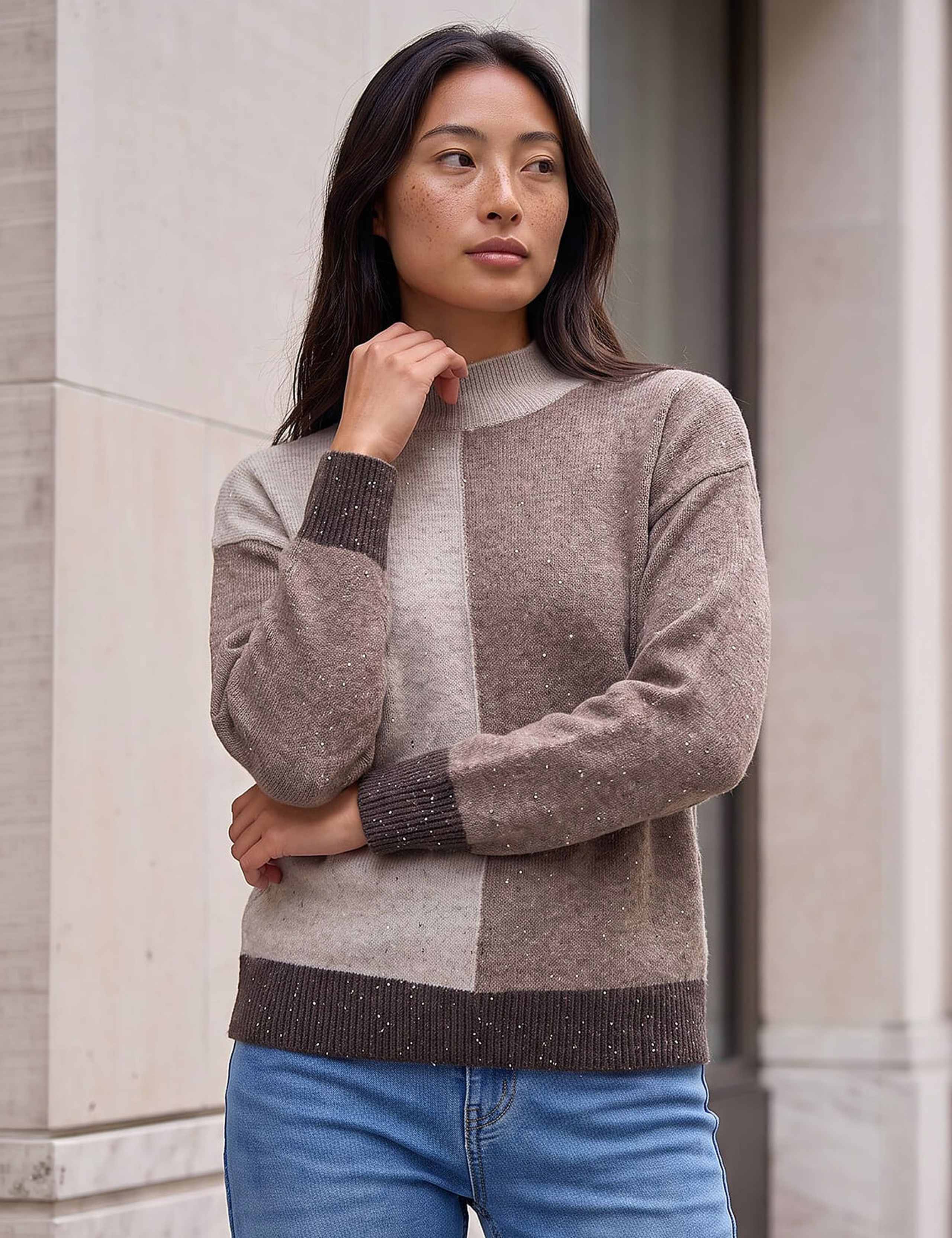 Sequin Colour Block Jumper