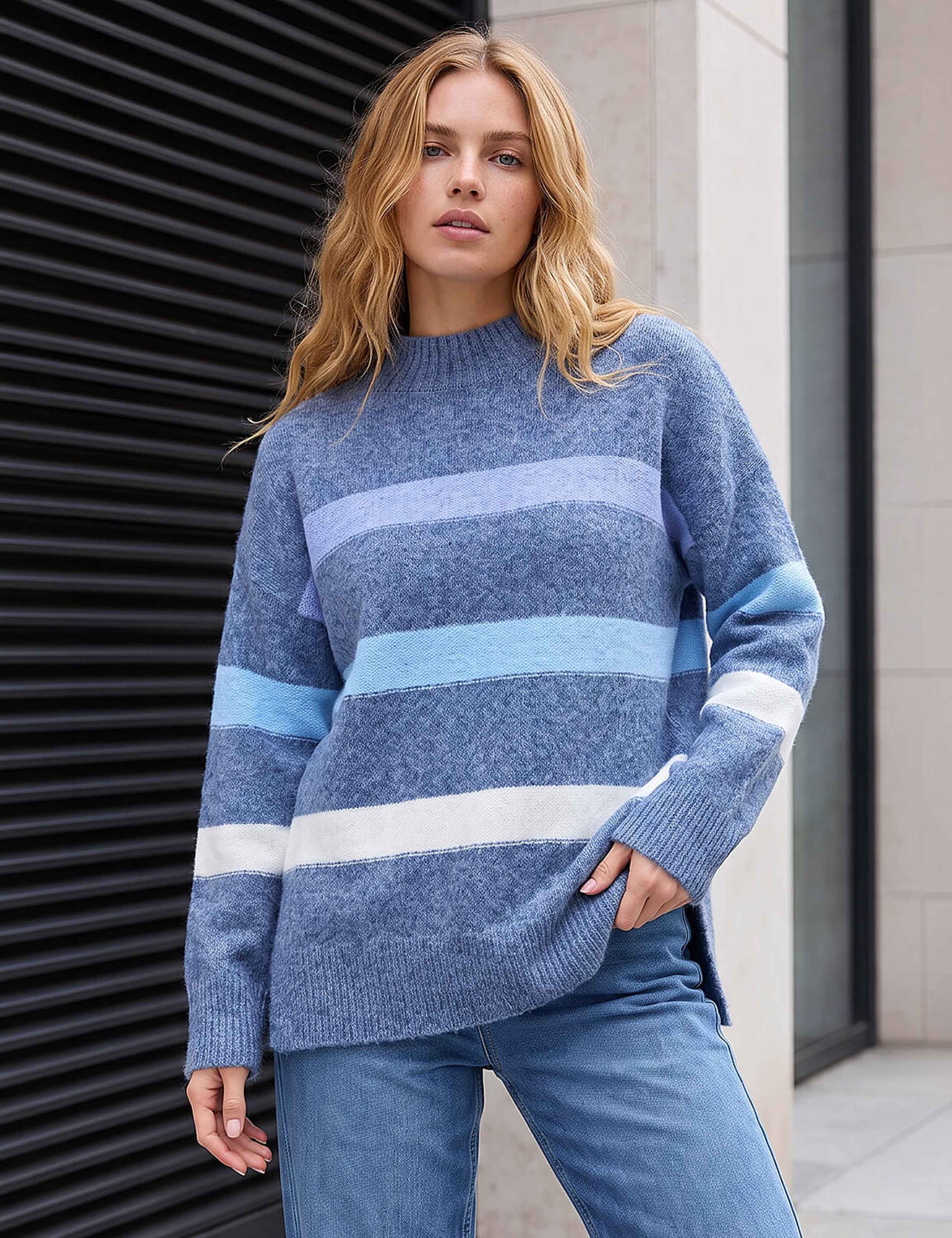 Rayon Blend Striped Jumper