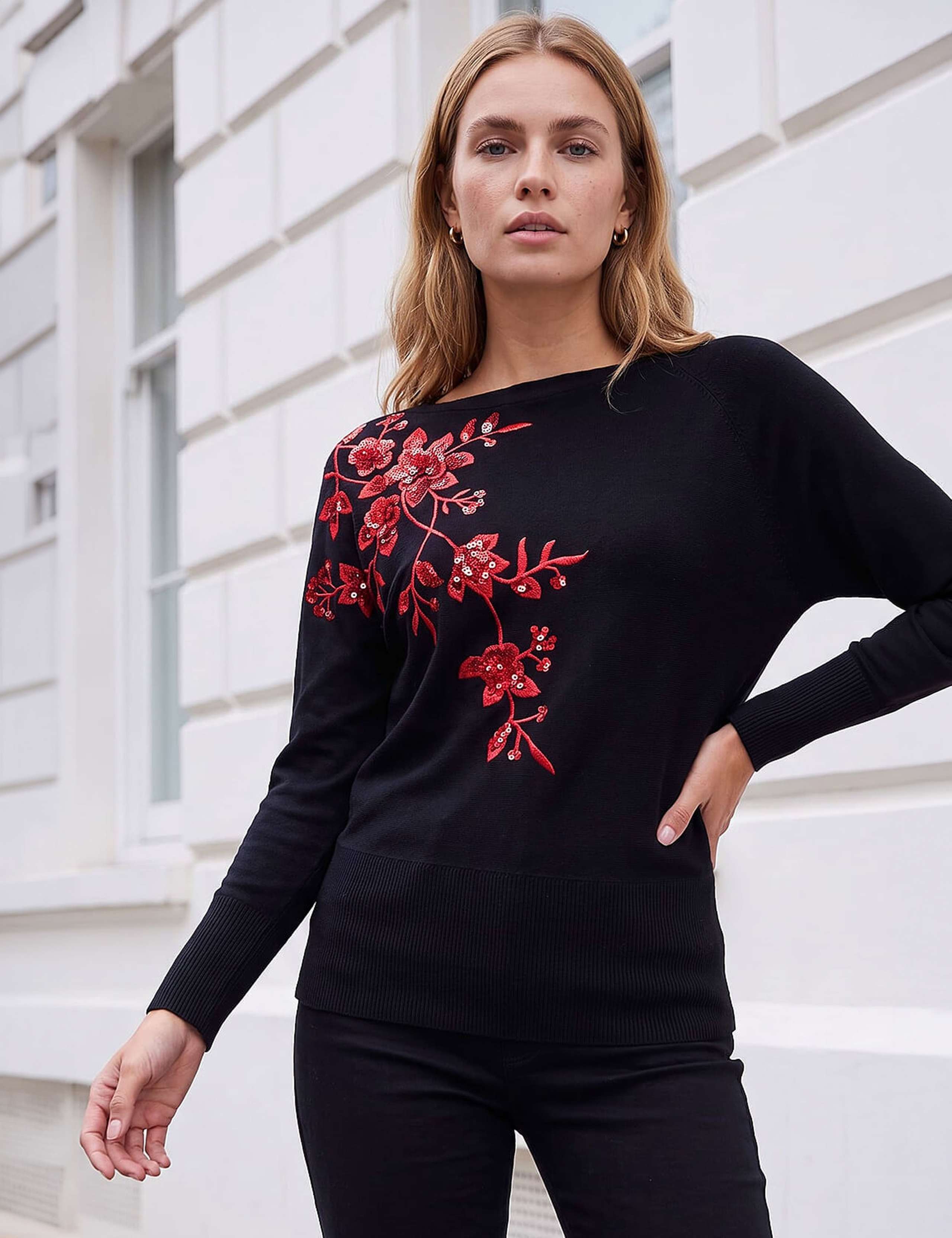 Rayon Rich Sequin Floral Jumper