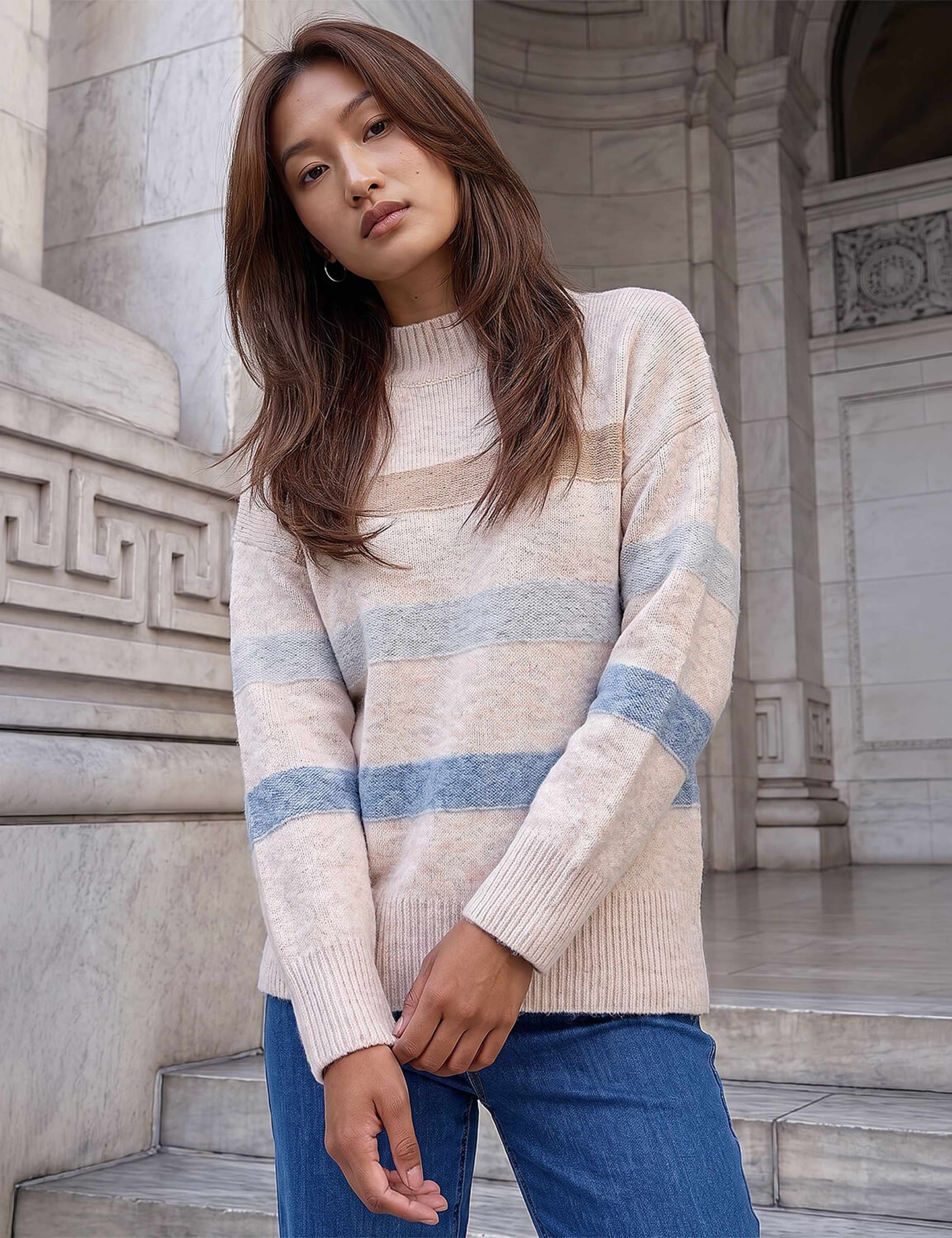 Rayon Blend Striped Jumper