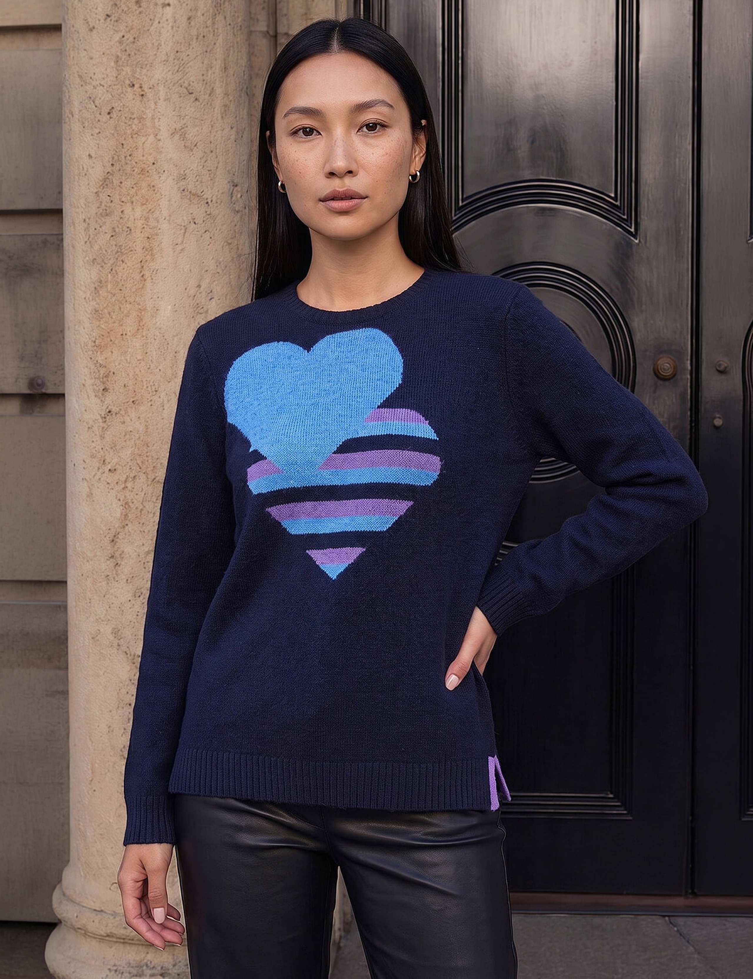 Heart Crew Neck Knitted Jumper
