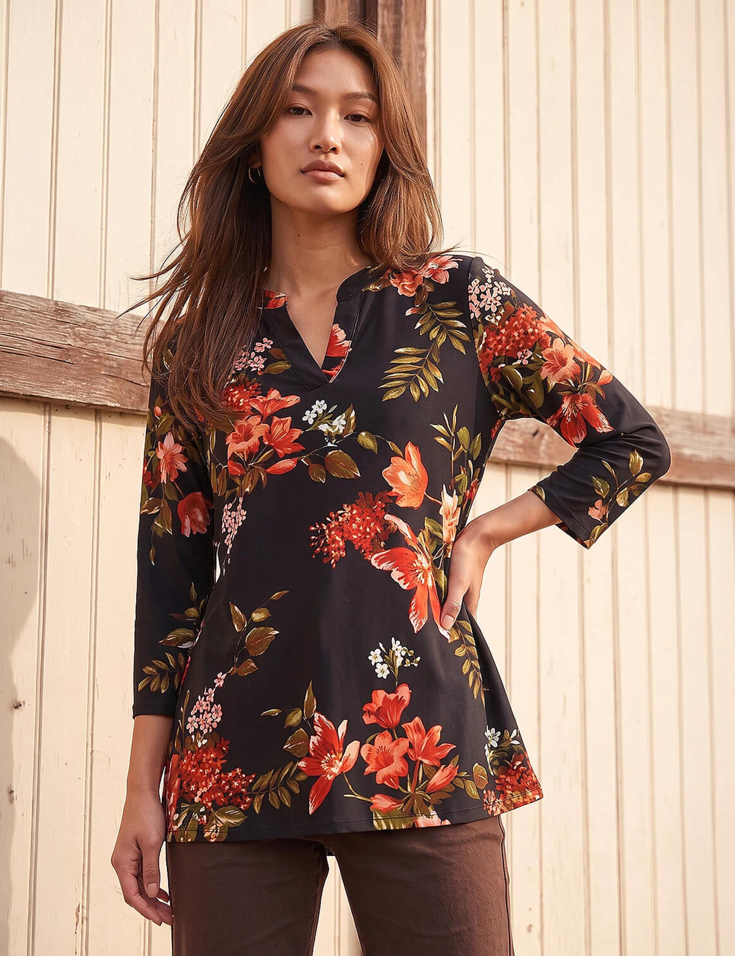 Floral Print Pocket Front Tunic