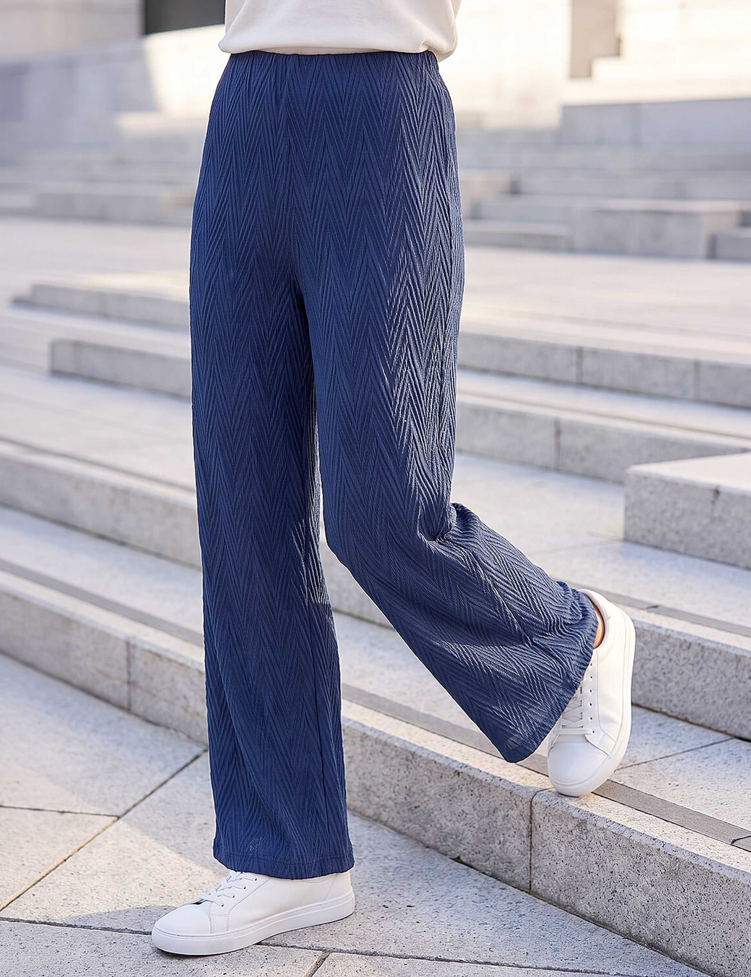 Chevron Textured Trousers with Stretch
