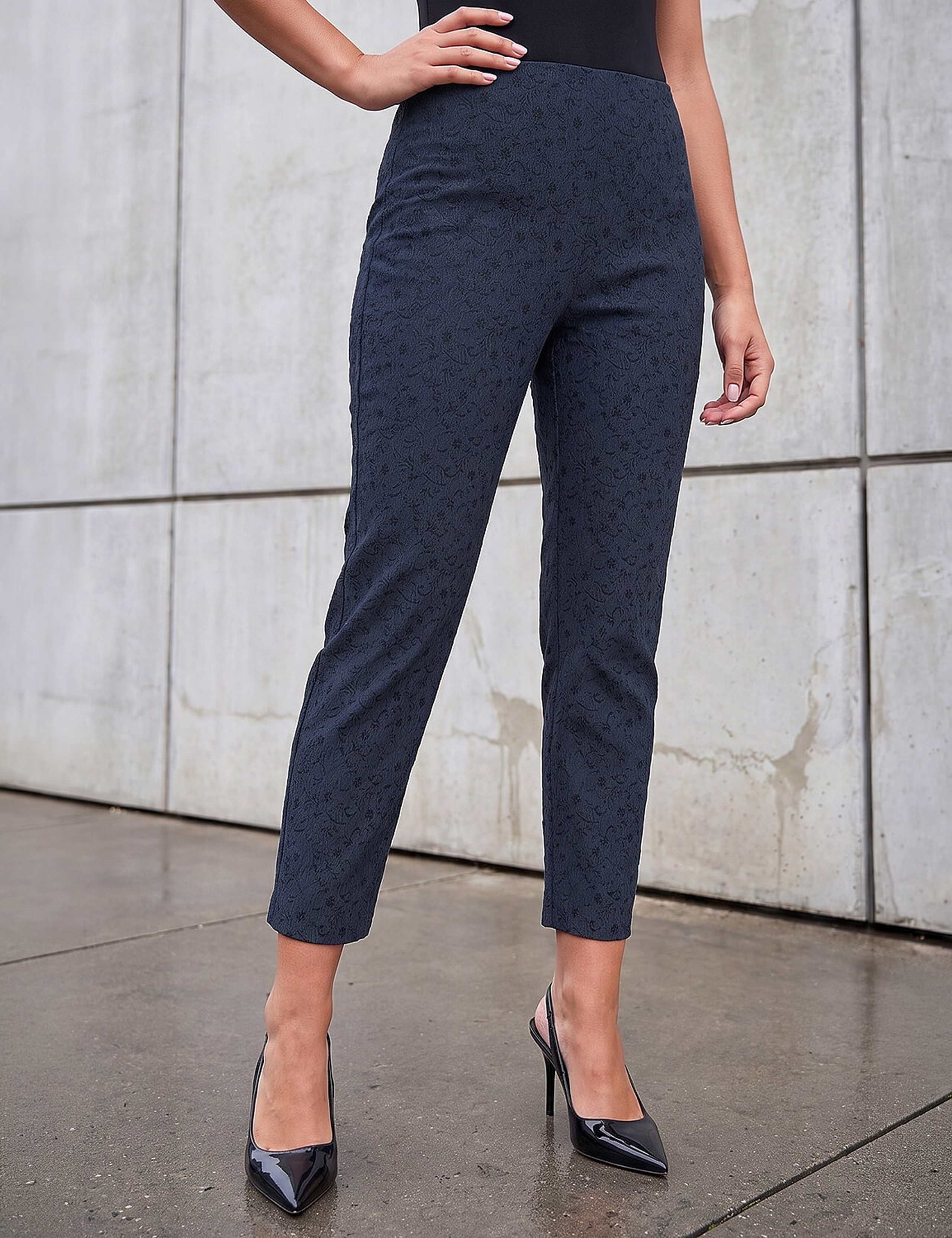 Cotton Rich Jacquard Trousers with Stretch