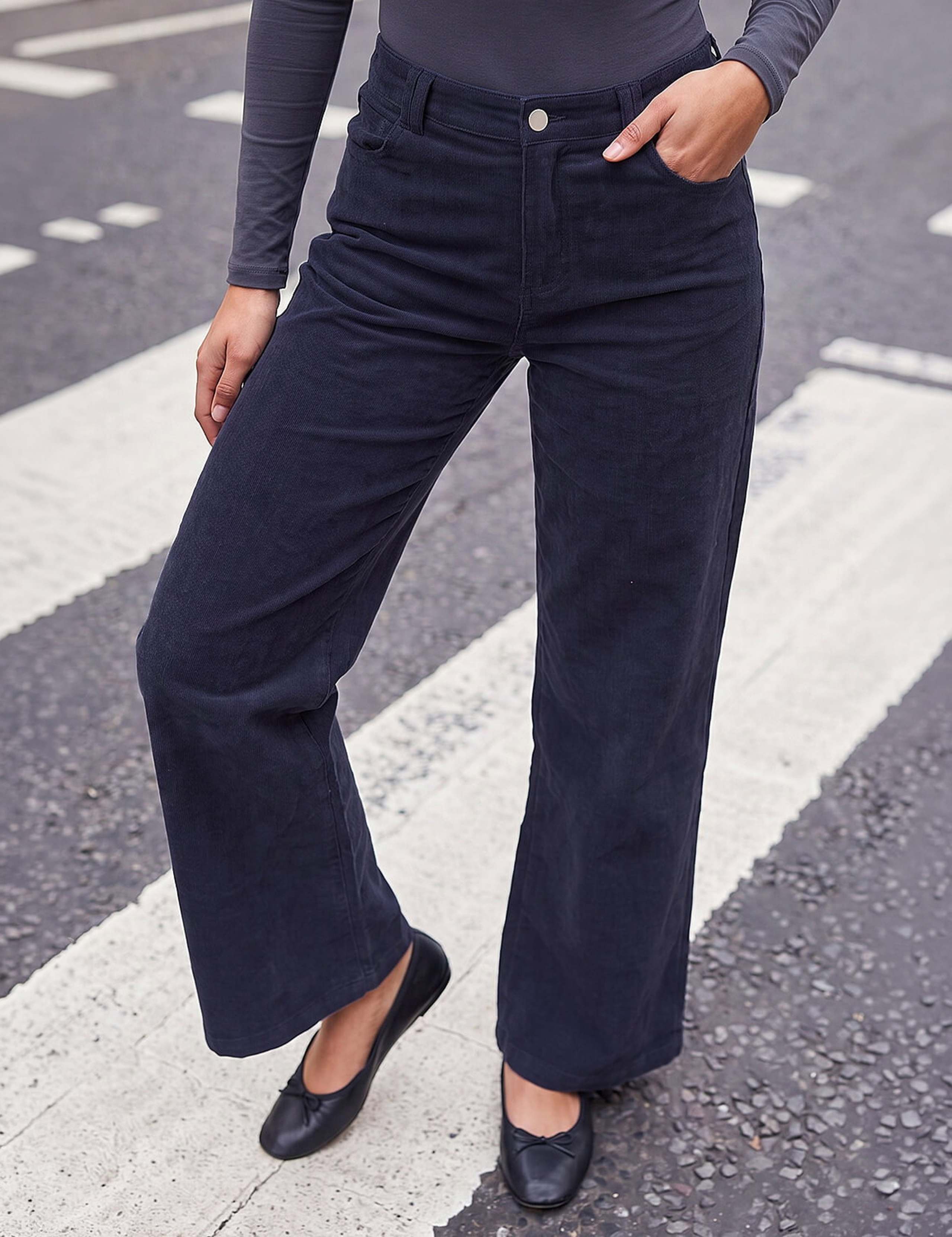 Petite Cotton Rich Cord Wide Leg Trousers