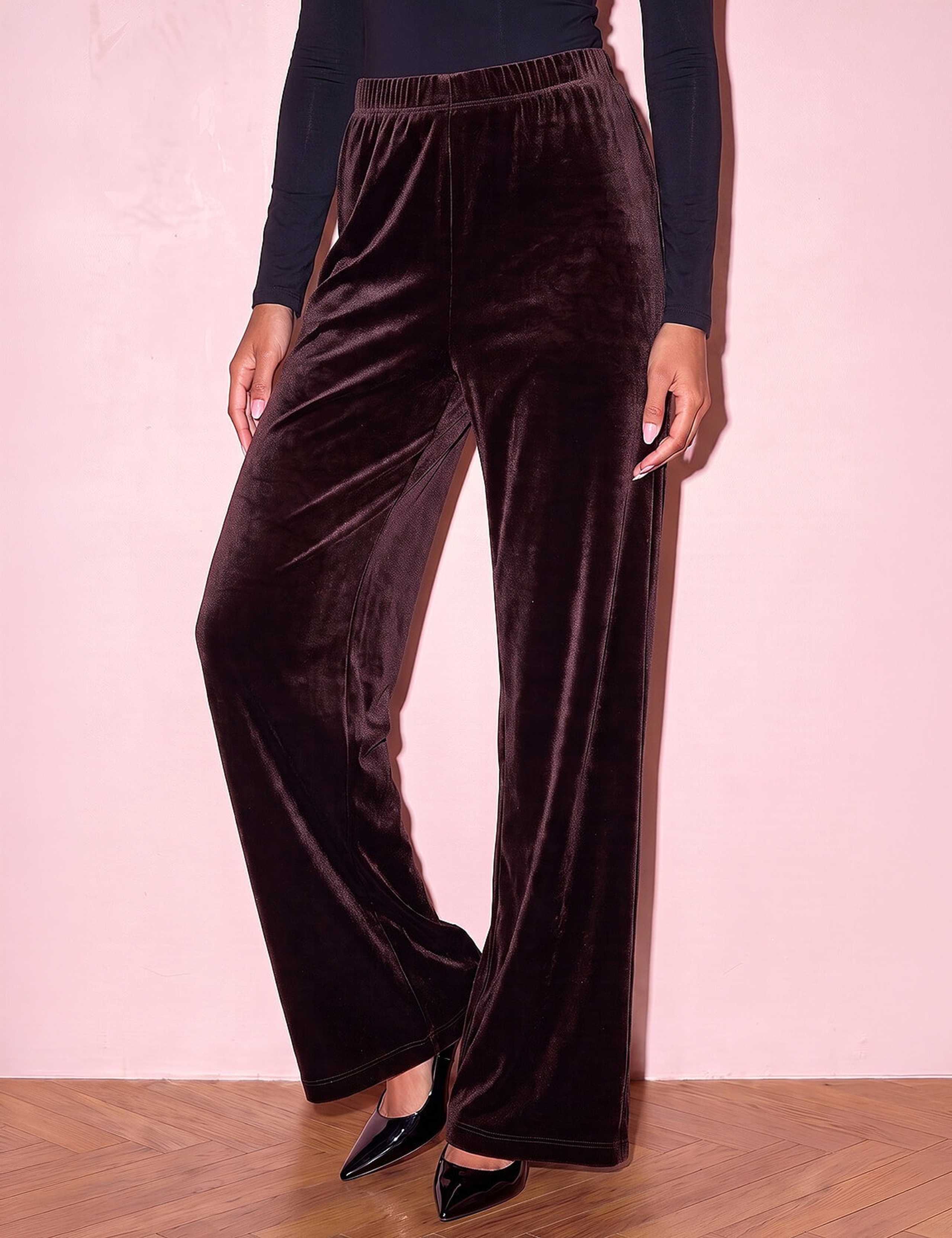 Petite Wide Leg Velvet Trousers