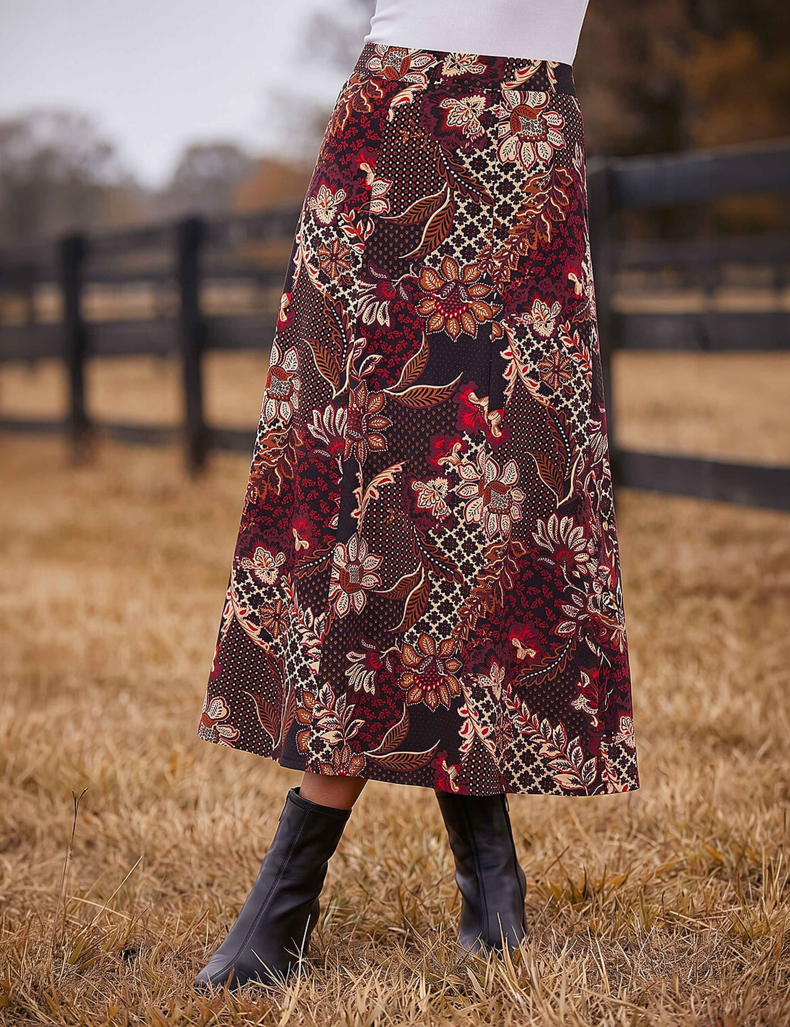 Floral Paisley Print Skirt