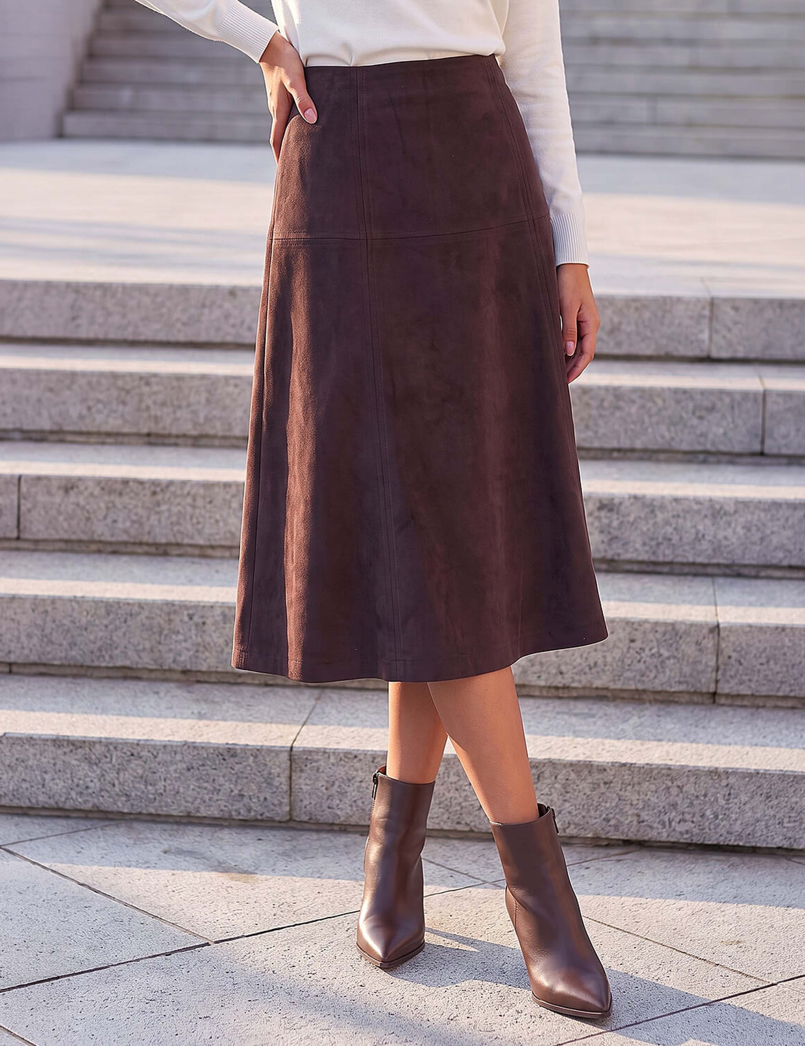 Petite Suede A-Line Skirt